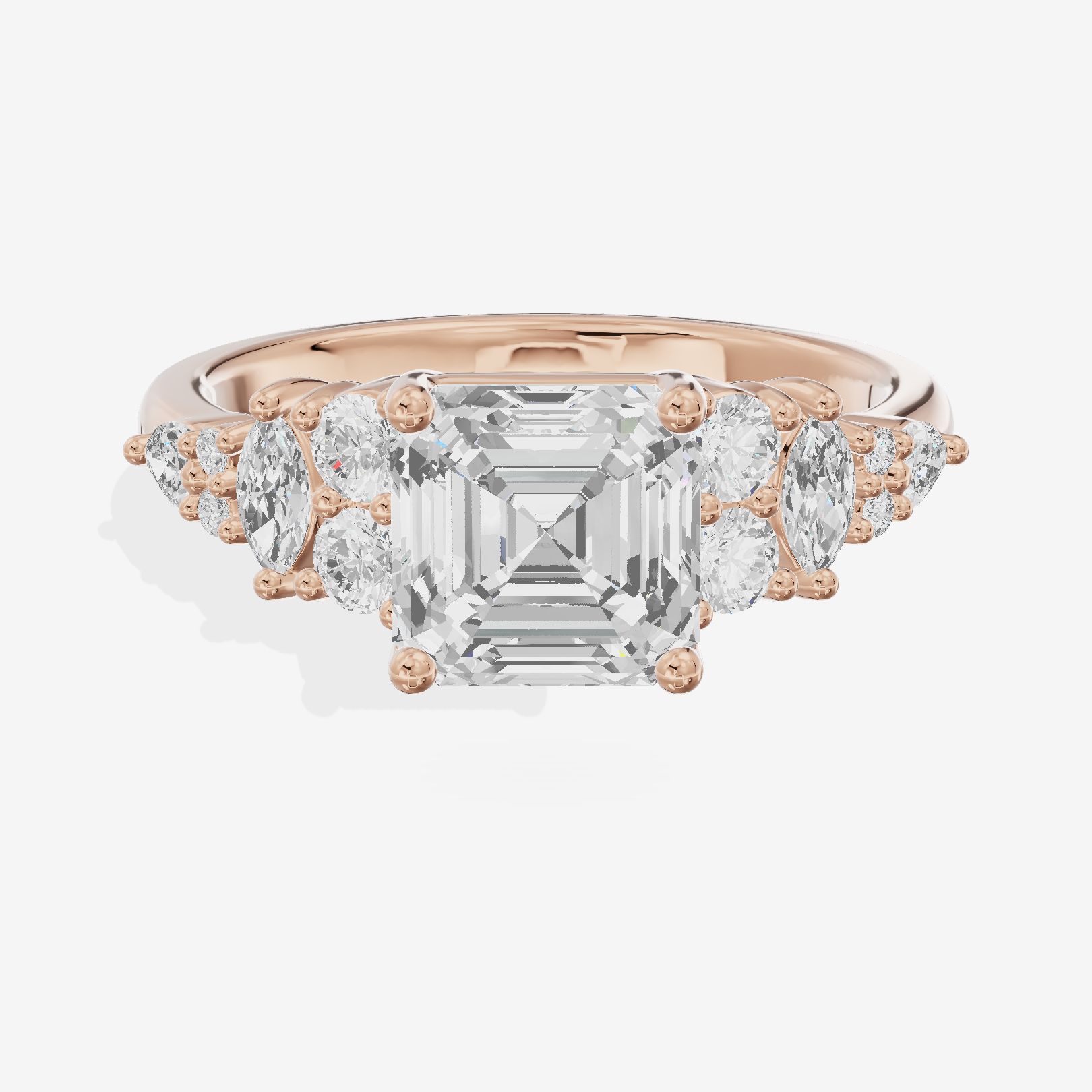 Modern Whisper Asscher Engagement Ring with Side Stones (2/5 ct. tw.) in 14K Rose Gold