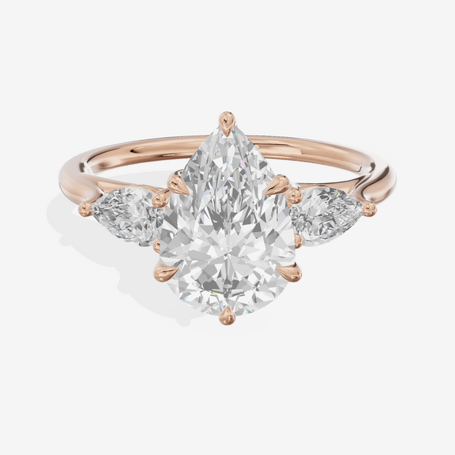 Luxe Sincere Three Stone Pear Engagement Ring (2/5 ct. tw.) in 14K Rose Gold