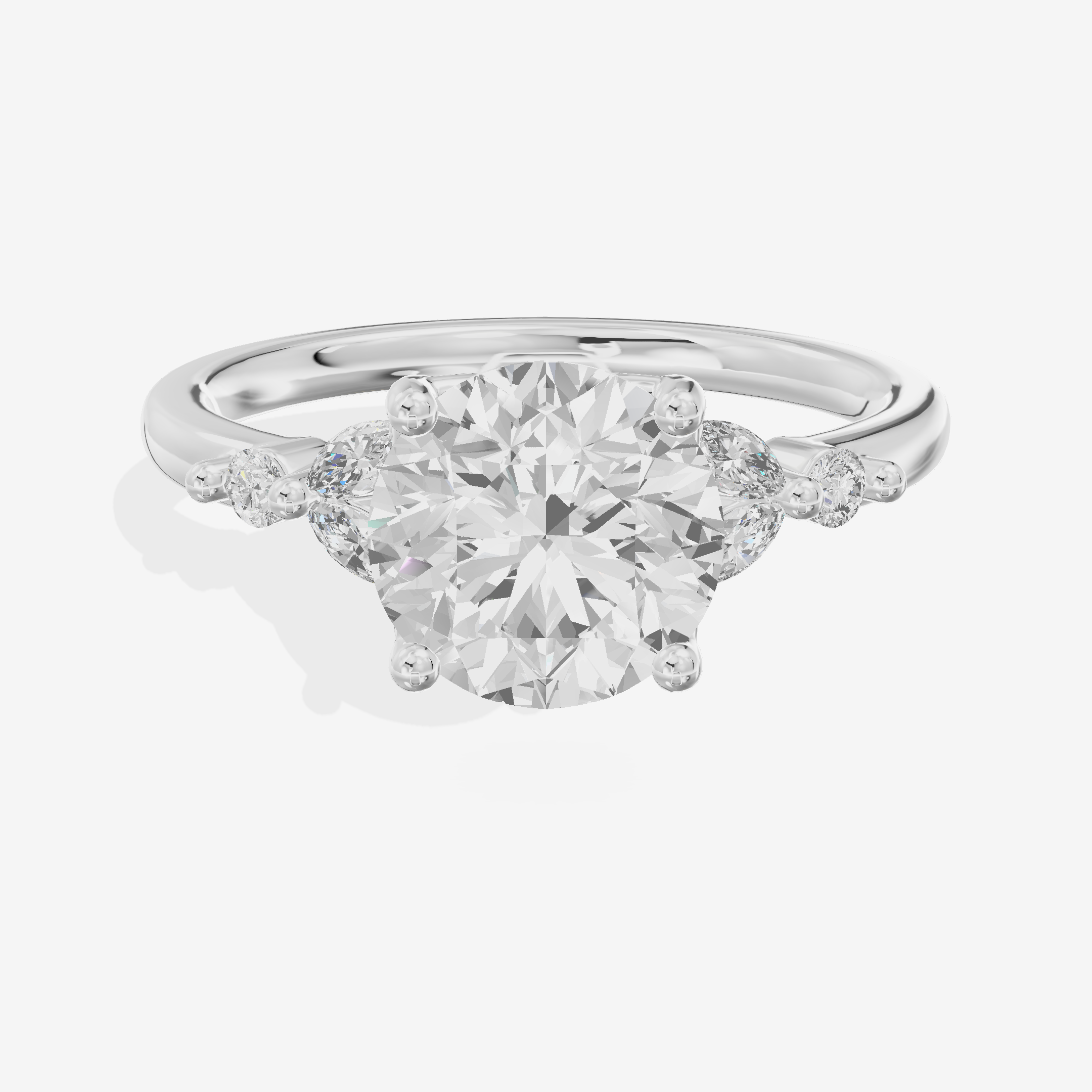 Whispered Halcyon Round Engagement Ring with Side Stones (1/6 ct. tw.) in 14K White Gold
