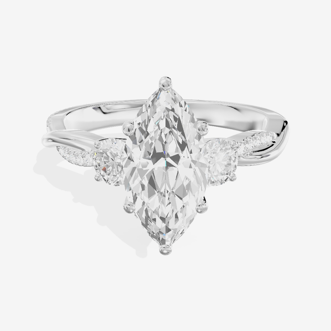 Petite Promezza Three Stone Marquise Engagement Ring (2/5 ct. tw.) in 14K White Gold