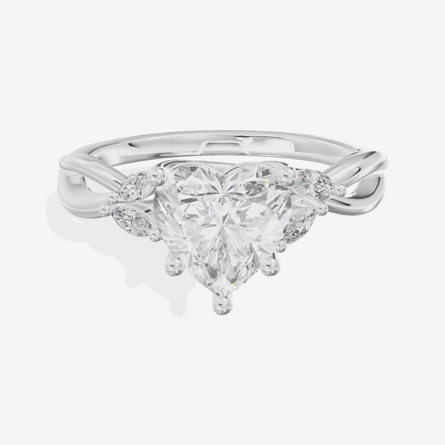 Vowsae Pavé Heart Engagement Ring with Side Stones (1/8 ct. tw.) in Platinum