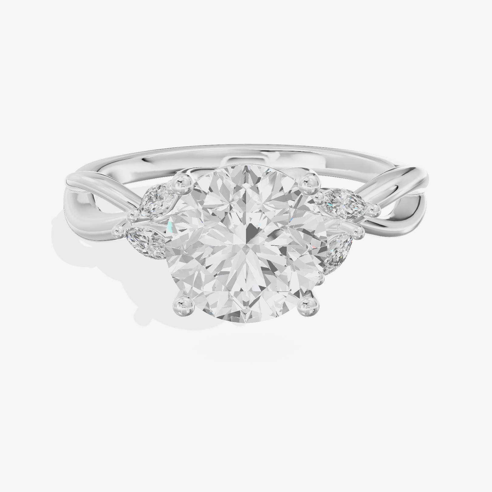 Vowsae Pavé Round Engagement Ring with Side Stones (1/8 ct. tw.) in Platinum