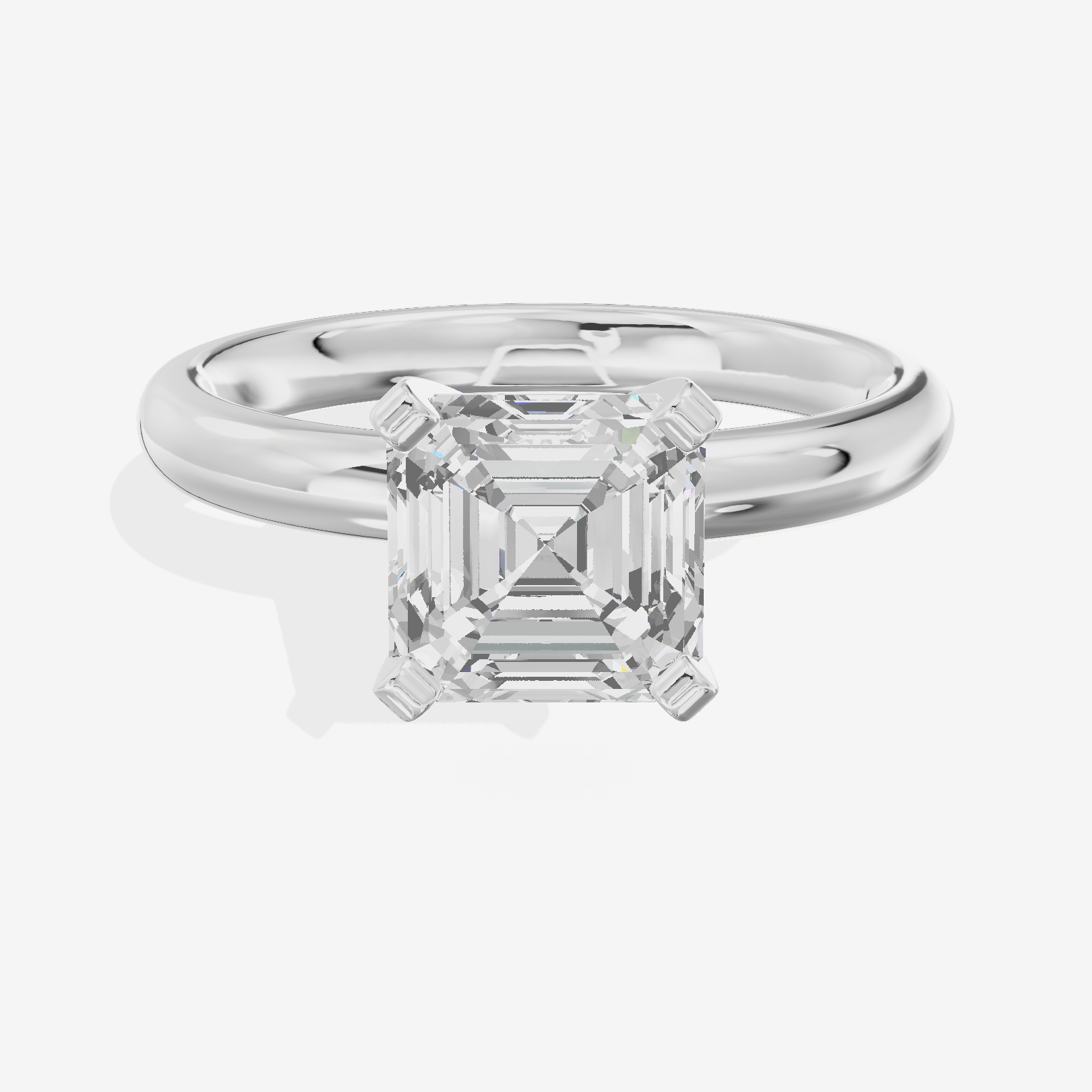 Hallowed Selenia 2.5mm Asscher Comfort Fit Engagement Ring in 18K White Gold