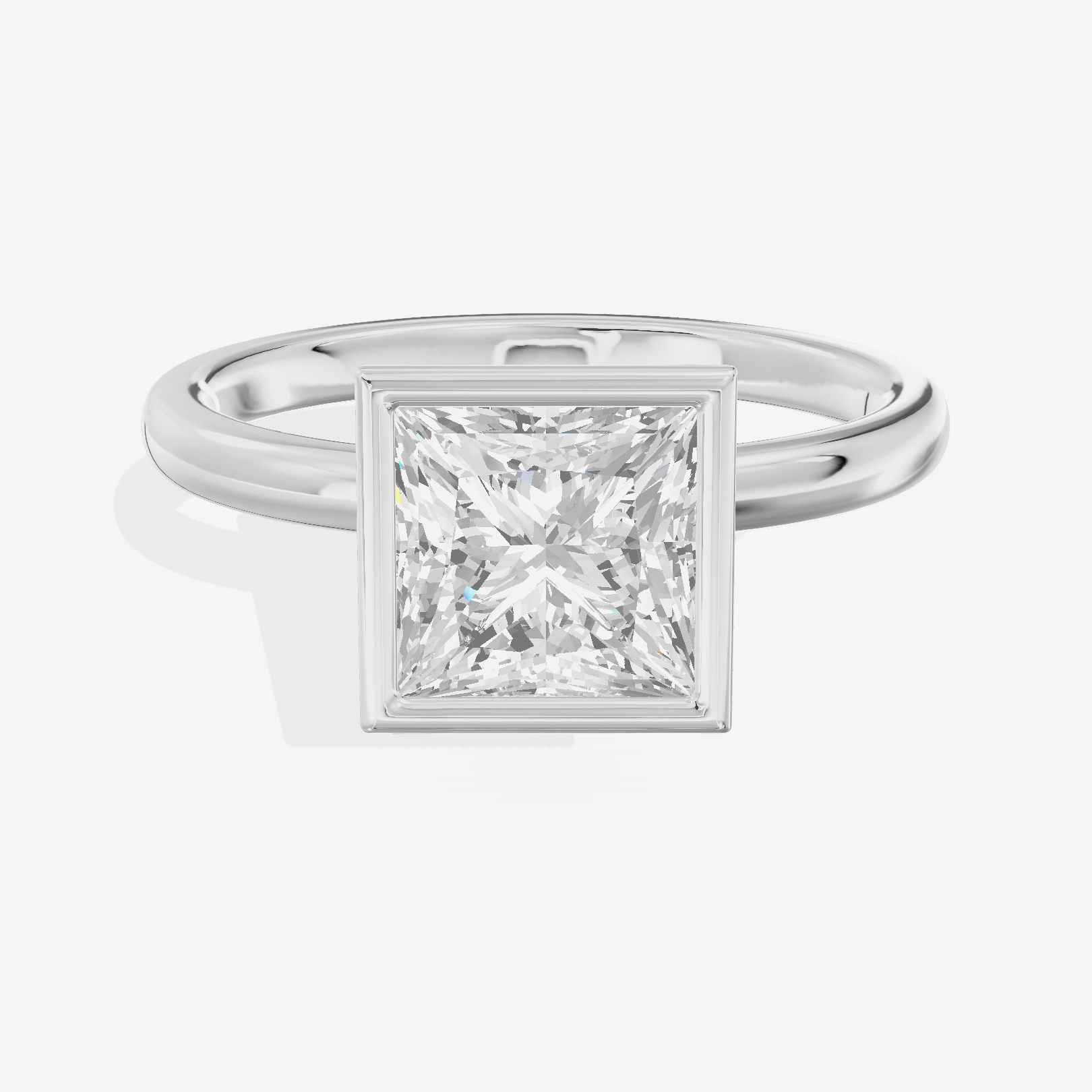 Trellise Bezel 2mm Princess Solitaire Engagement Ring in Platinum