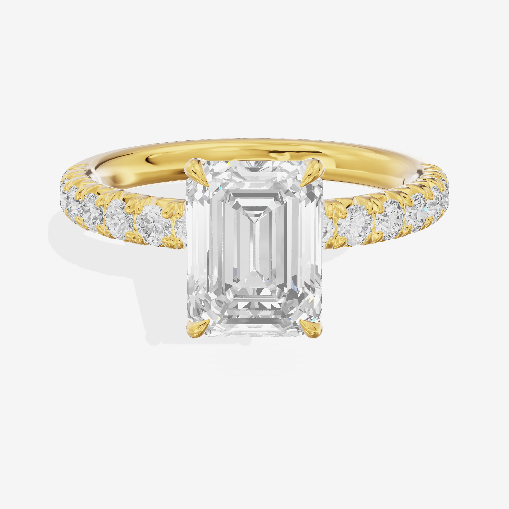 Luxe Aurea Emerald Engagement Ring with Side Stones (3/8 ct. tw.) in 18K Yellow Gold