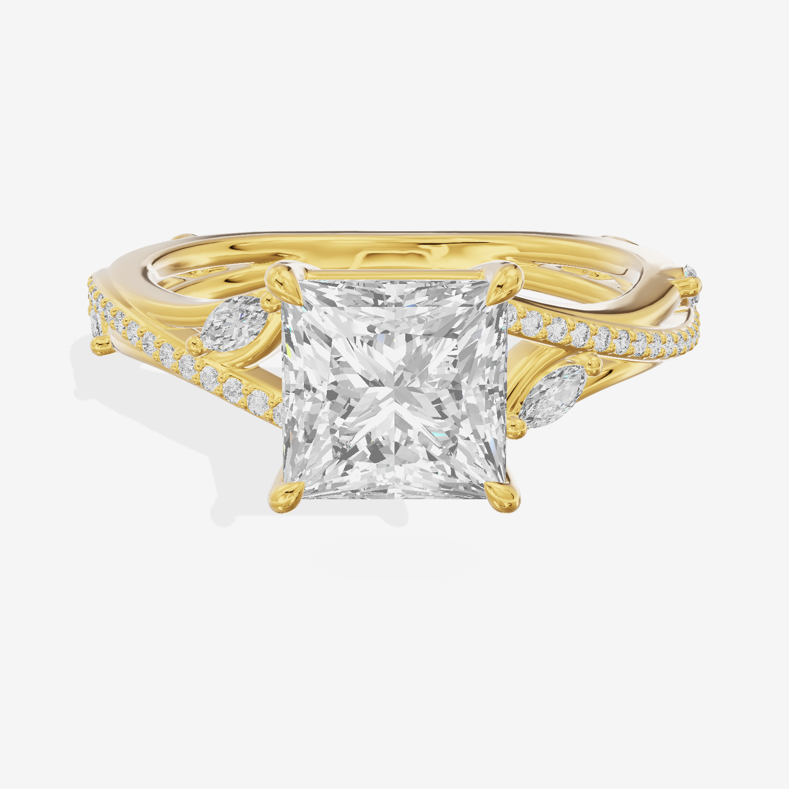 Twined Adorae Princess Twisted Engagement Ring (1/4 ct. tw.) in 18K Yellow Gold