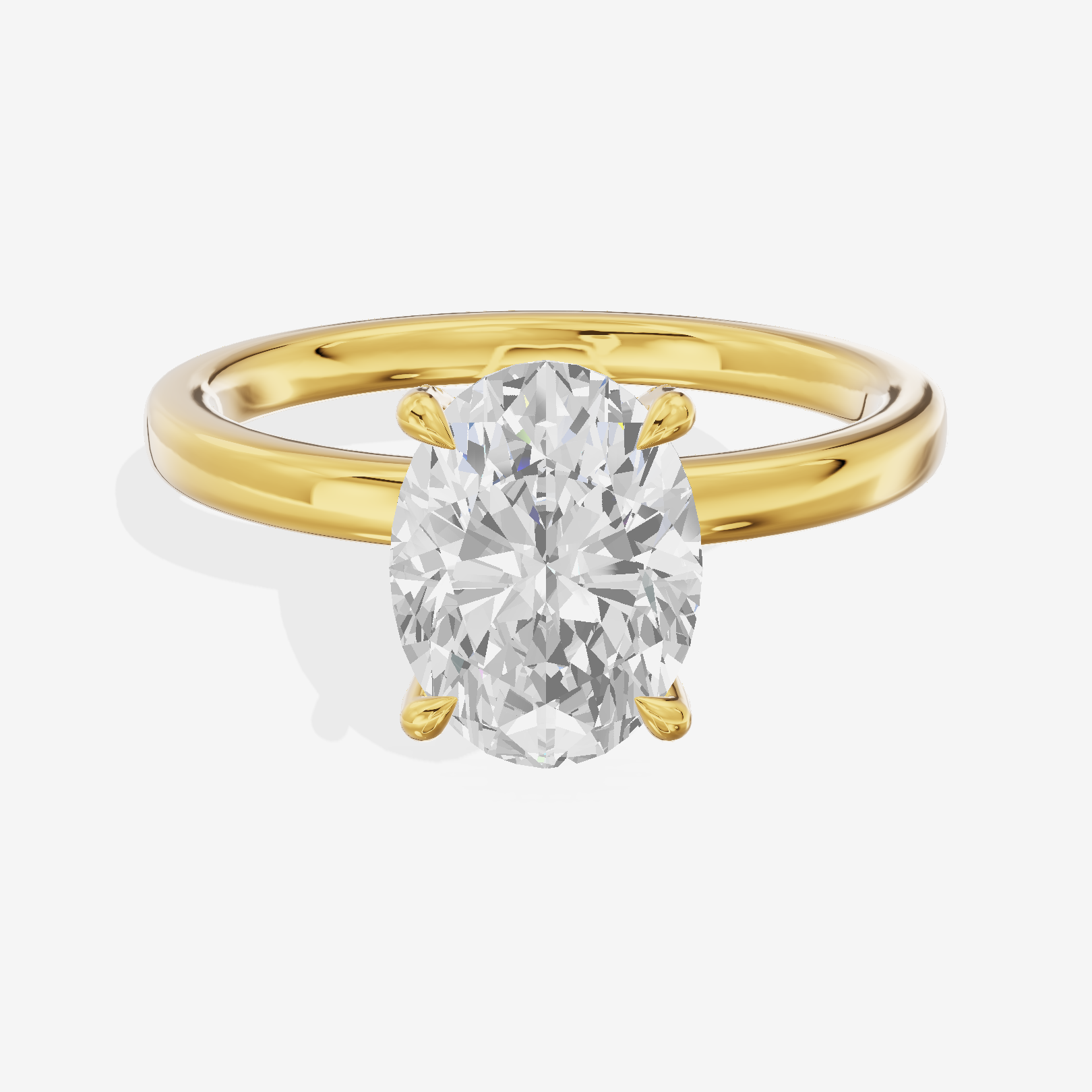 Selenia Basket Split Shank Oval Engagement Ring with Side Stones (1/8 ct. tw.) in 18K Yellow Gold