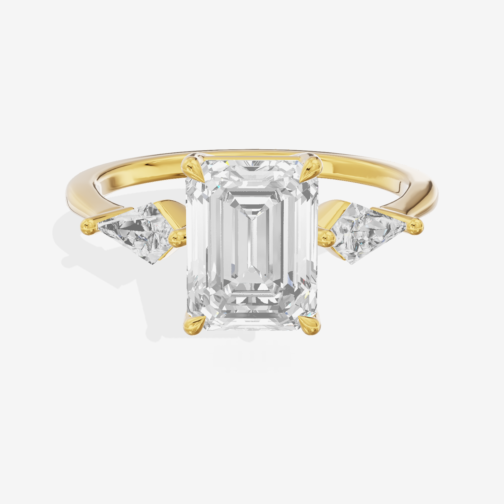 Luxe Maia Three Stone Emerald Engagement Ring (1/3 ct. tw.) in 18K Yellow Gold