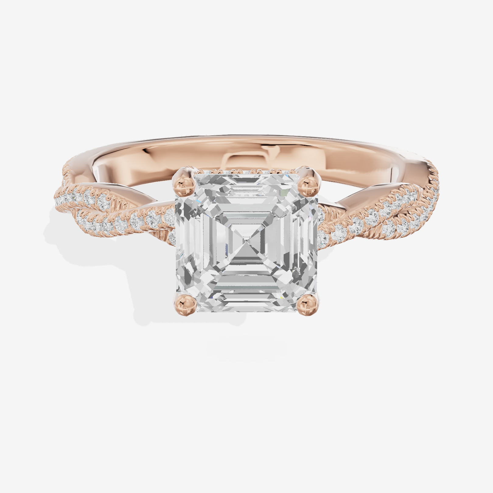 Luxe Twine Asscher Twisted Engagement Ring (1/3 ct. tw.) in 14K Rose Gold