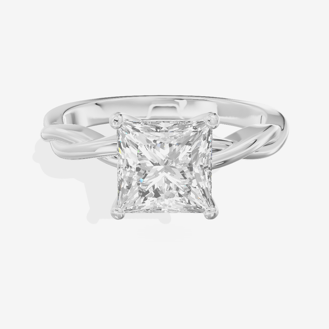 Twined Coeurine Princess Twisted Engagement Ring in Platinum