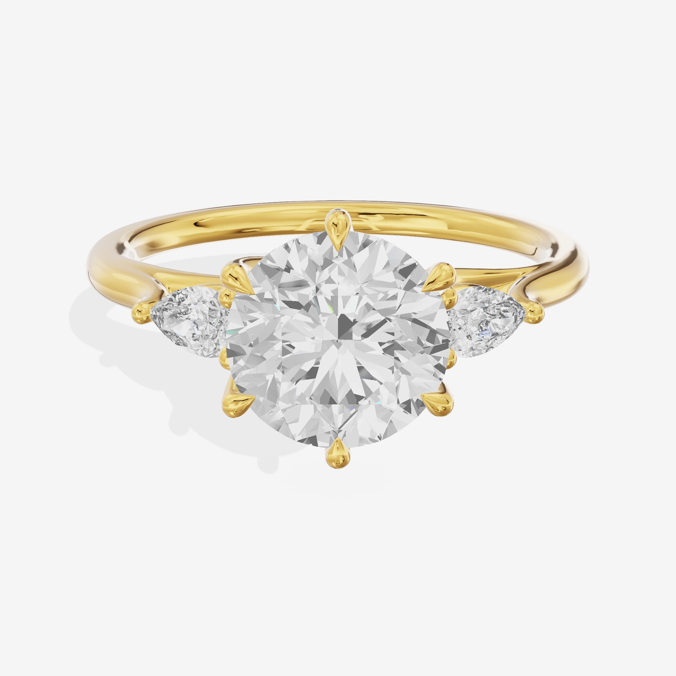 Classic Belovae Round Three Stone Engagement Ring (1/5 ct. tw.) in 14K Yellow Gold