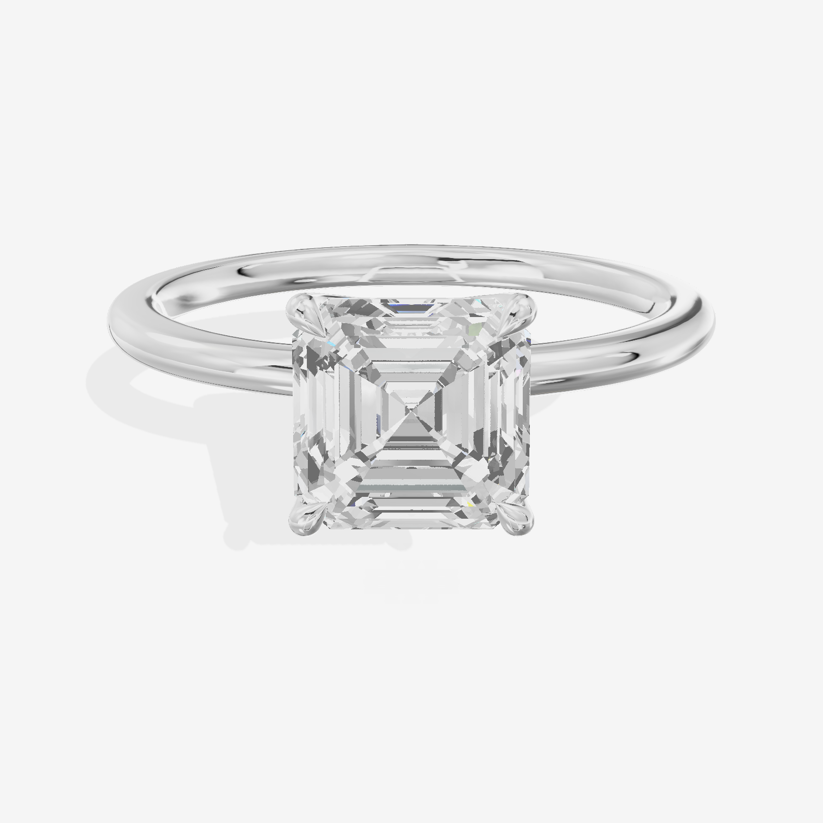 Petite Aimora 1.5mm Asscher Solitaire Engagement Ring in Platinum