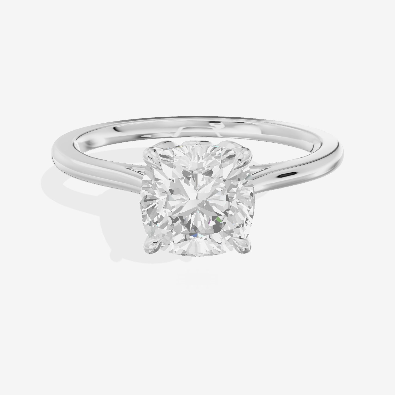 Coeurine Cathedral 1.5mm Cushion Solitaire Engagement Ring in Platinum