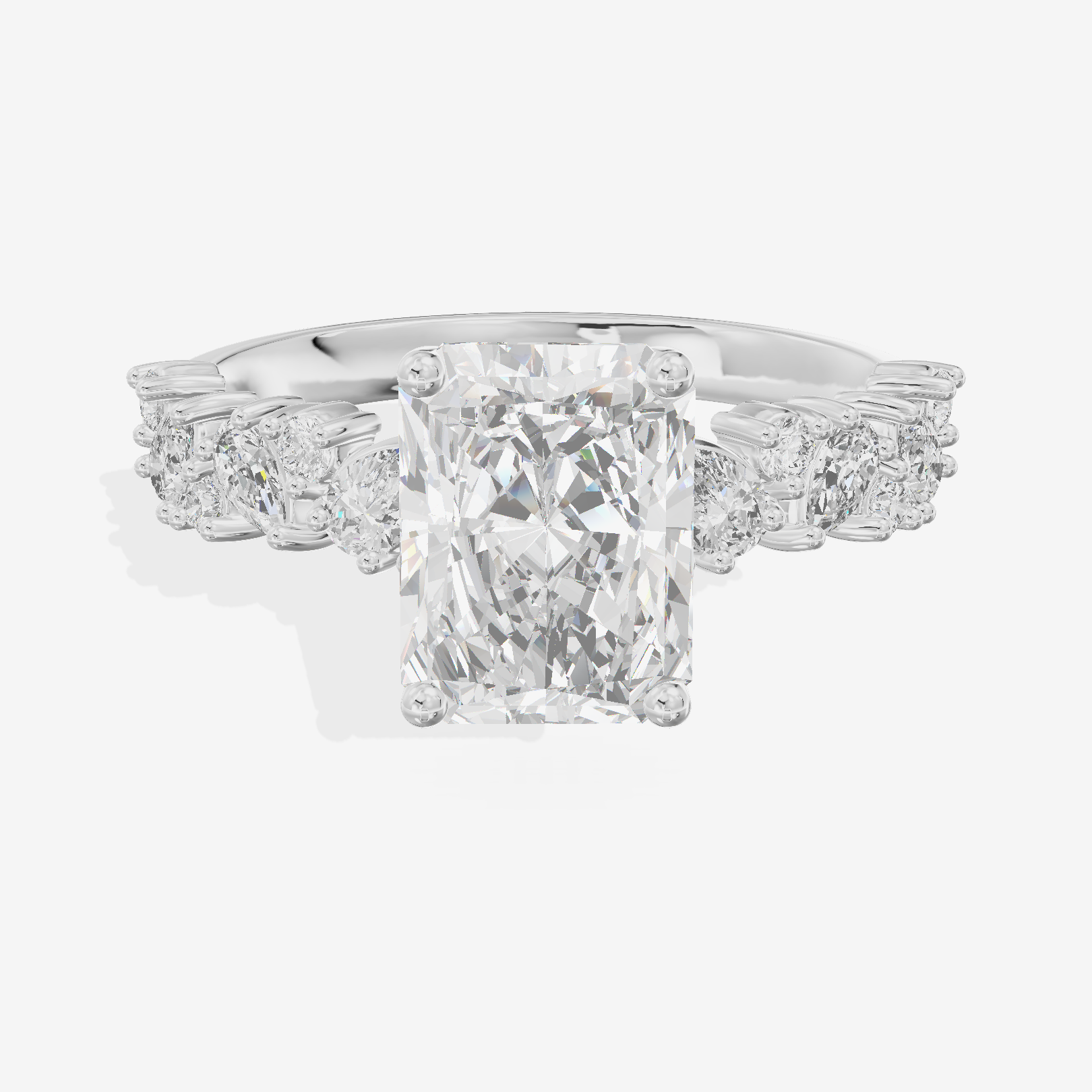 Bowed Vowsae Radiant Engagement Ring with Side Stones (2/5 ct. tw.) in 18K White Gold