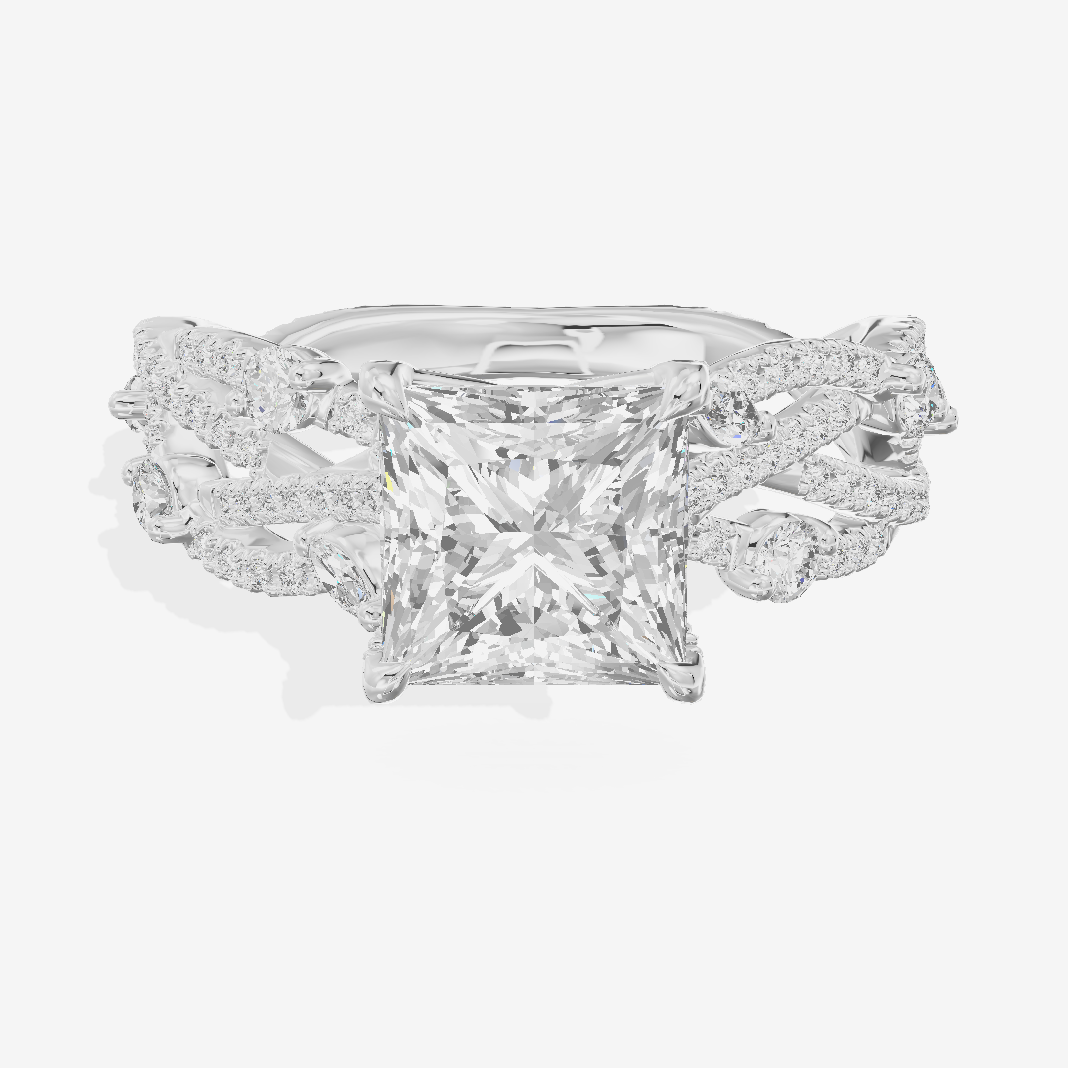 One of One Petite Princess Engagement Ring with Side Stones (1/4 ct. tw.) in Platinum