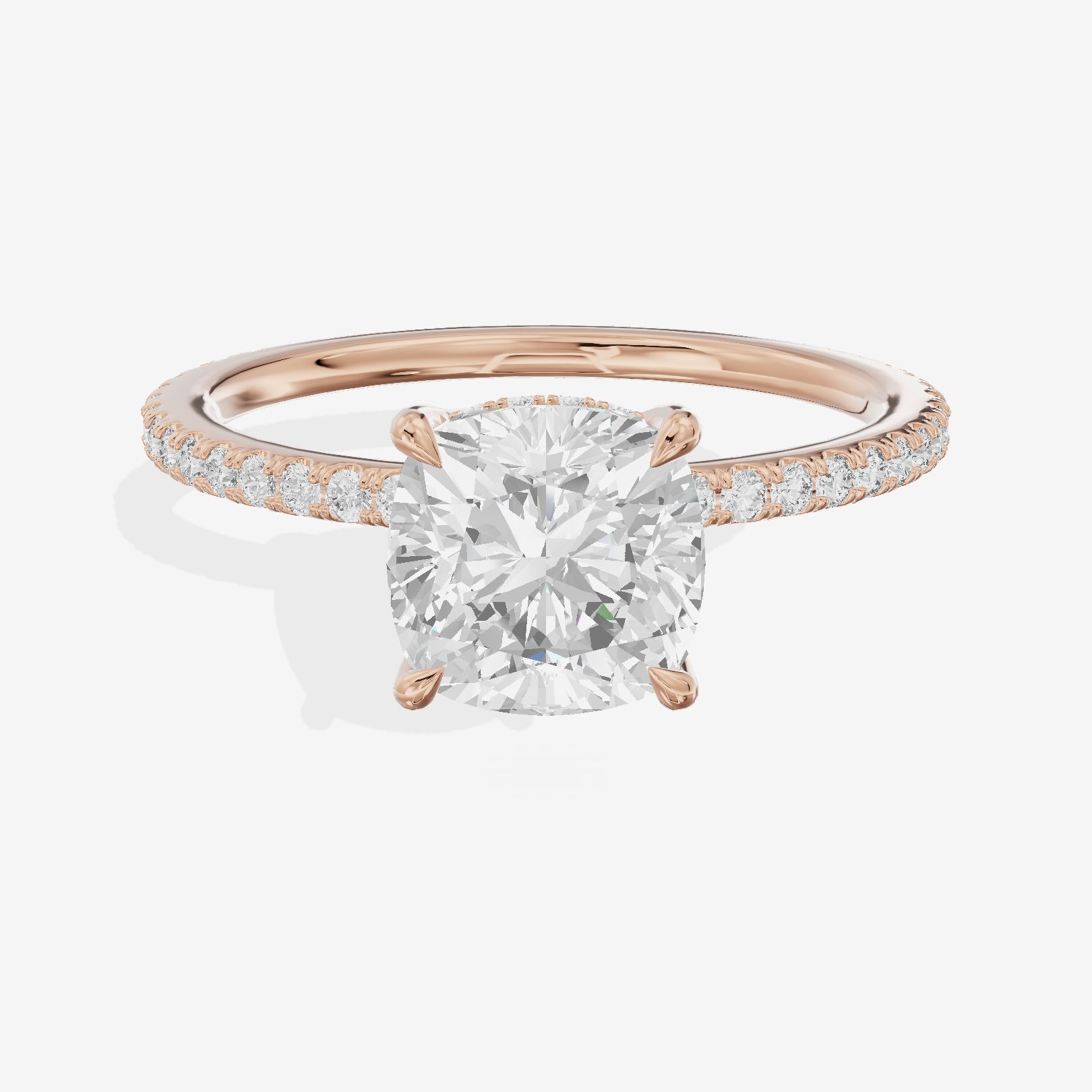Mirelle Cushion Hidden Halo Engagement Ring (1/3 ct. tw.) in 18K Rose Gold