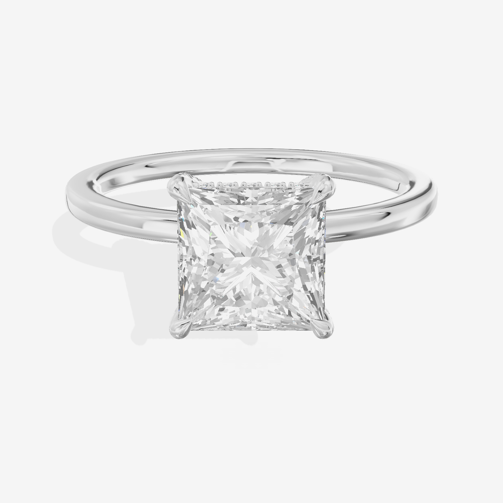 Lustrous Linger Princess Engagement Ring with Side Stones (1/10 ct. tw.) in Platinum