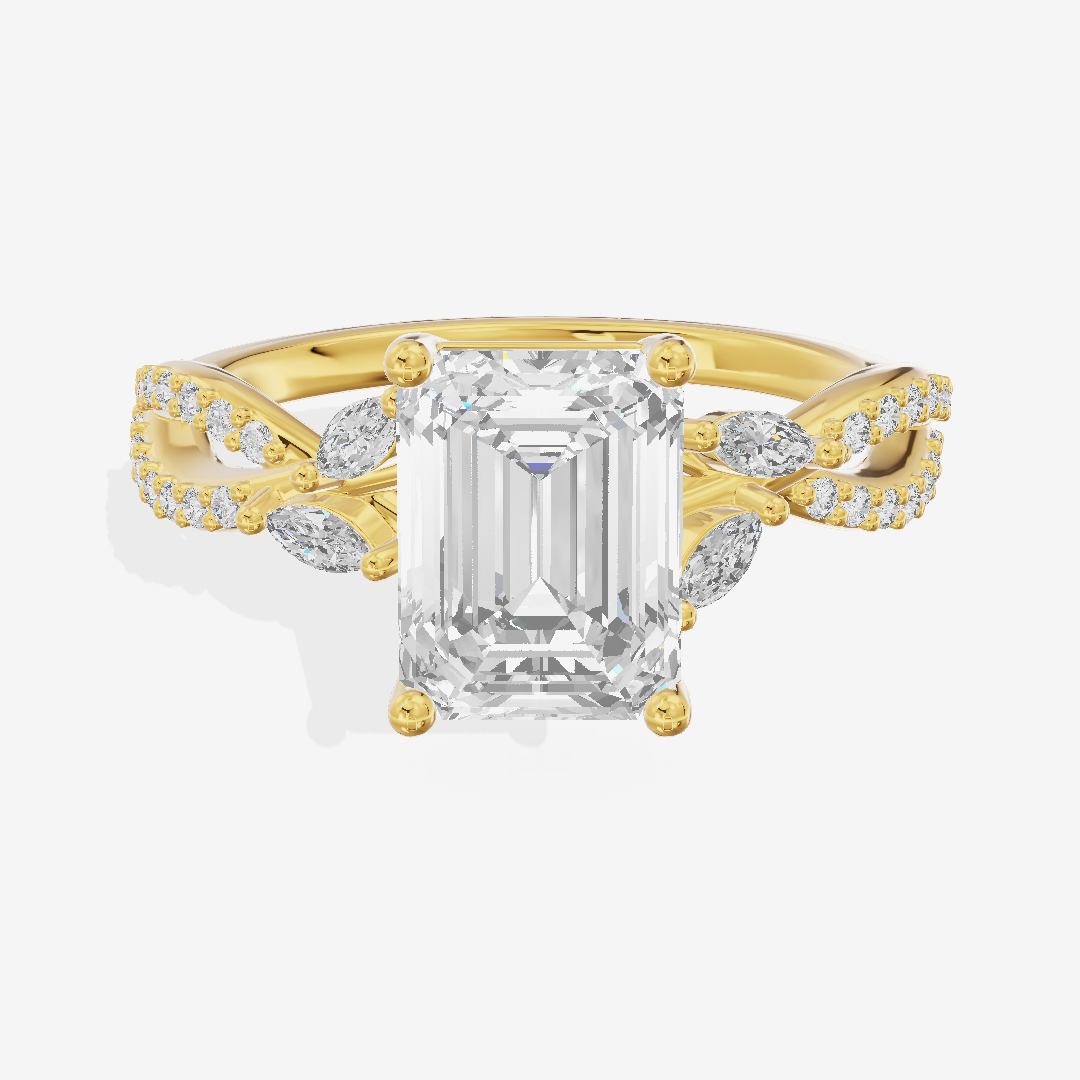 Luxe Domeline 1.5mm Emerald Solitaire Engagement Ring (1/8 ct. tw.) in 18K Yellow Gold