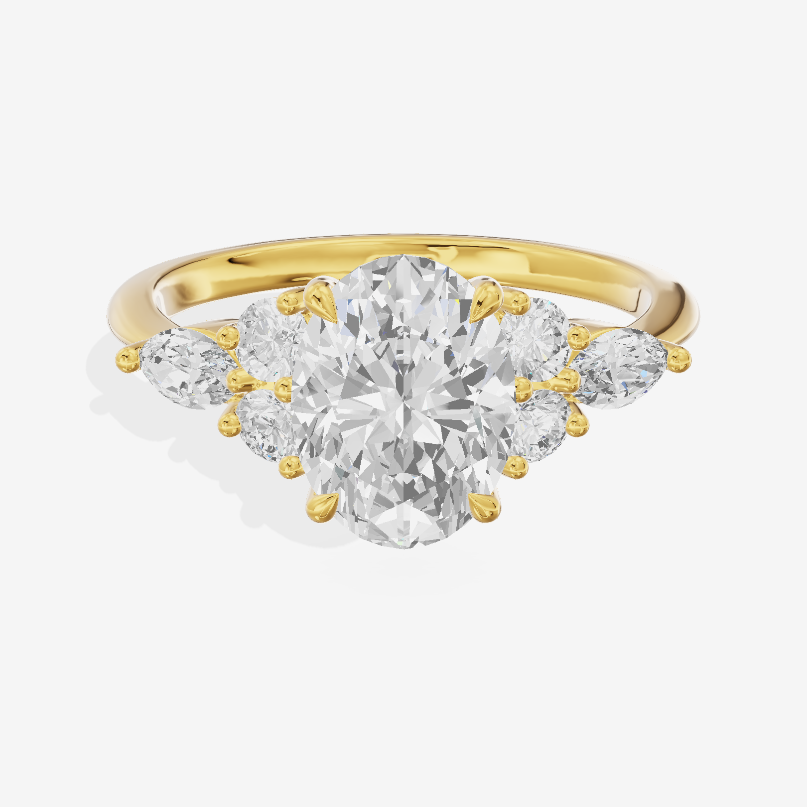 Luxe Vowsae Oval Engagement Ring with Side Stones (2/5 ct. tw.) in 14K Yellow Gold