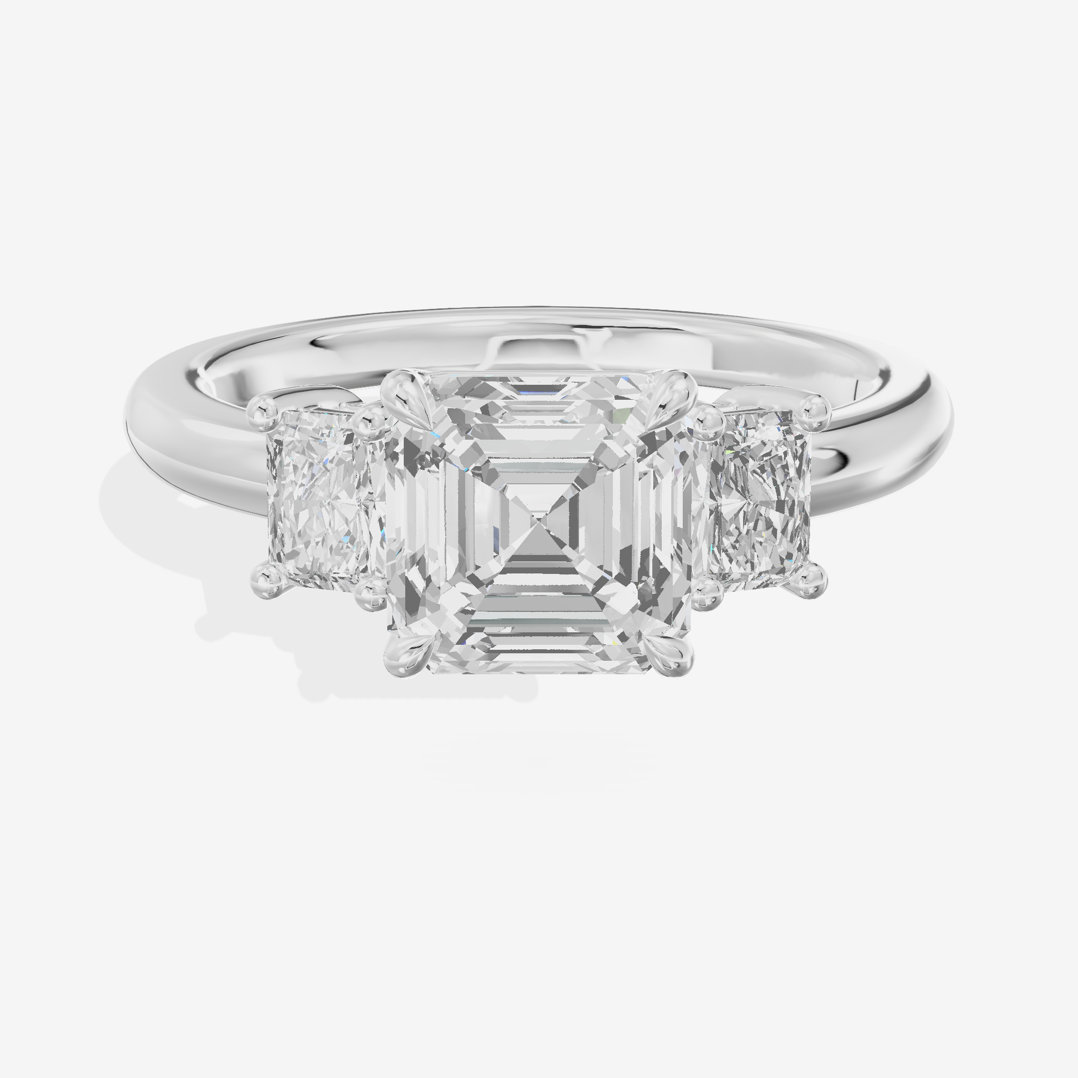 Grand Coeurine Three Stone Asscher Engagement Ring (3/8 ct. tw.) in Platinum