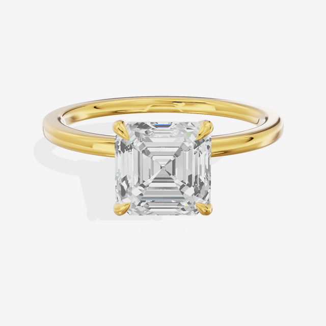 Sincere Halo Asscher Engagement Ring (1/15 ct. tw.) in 18K Yellow Gold