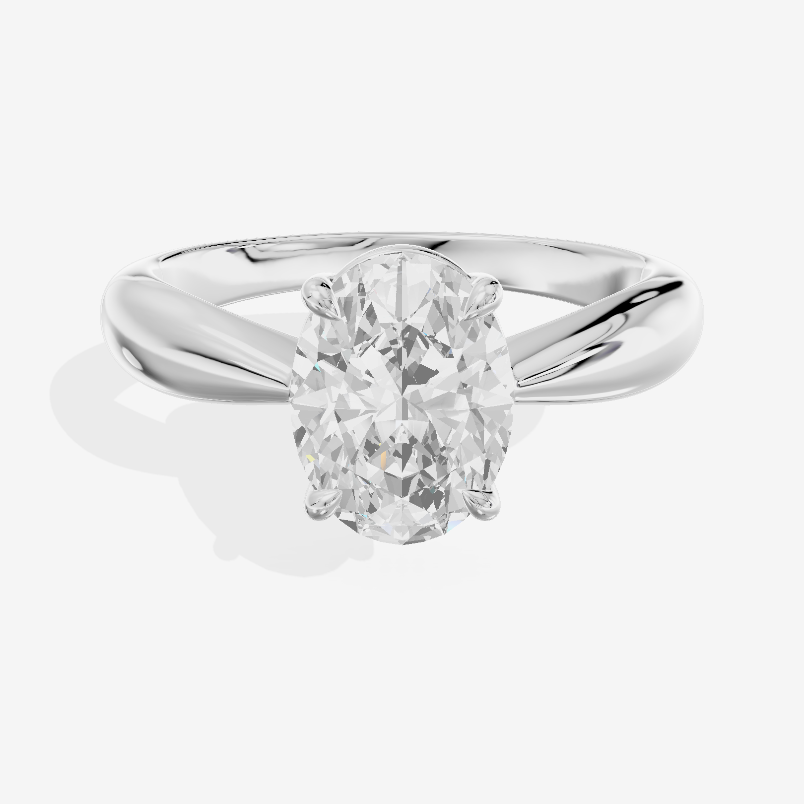 Aimora Trellis 2mm Oval Solitaire Engagement Ring in 14K White Gold