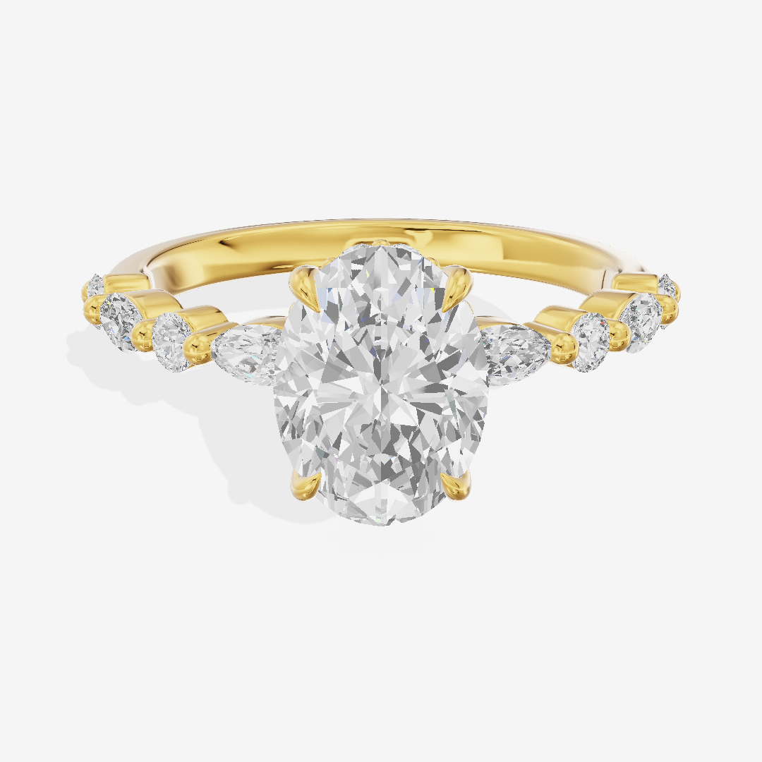 Luxe Adorae Oval Hidden Halo Engagement Ring (2/5 ct. tw.) in 14K Yellow Gold