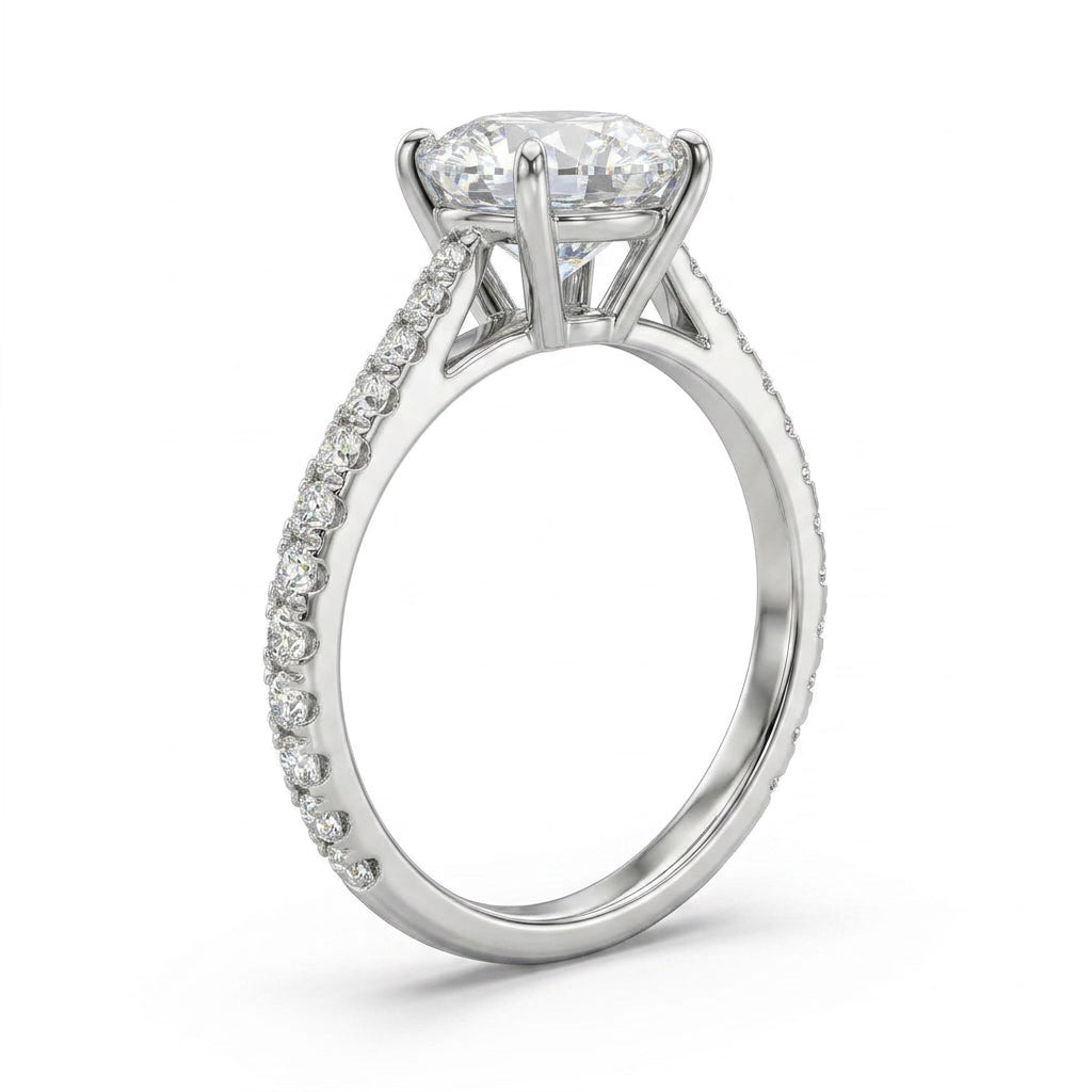 Cathedral Solitaire Pavé Round Engagement Ring (2.02 ct. tw.) in Platinum