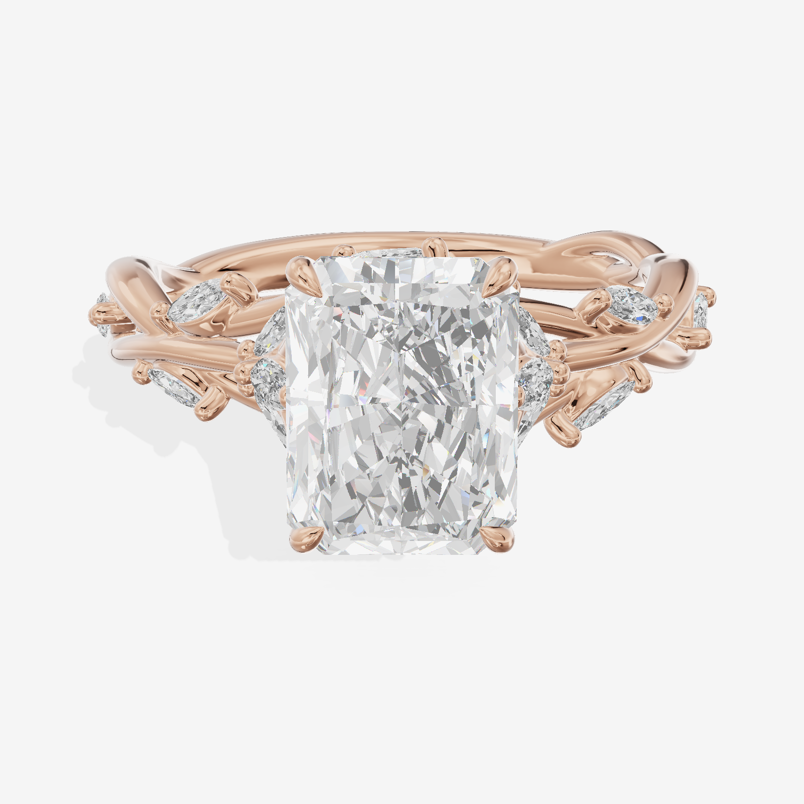 Twine Pavé Radiant Twisted Engagement Ring (1/2 ct. tw.) in 18K Rose Gold