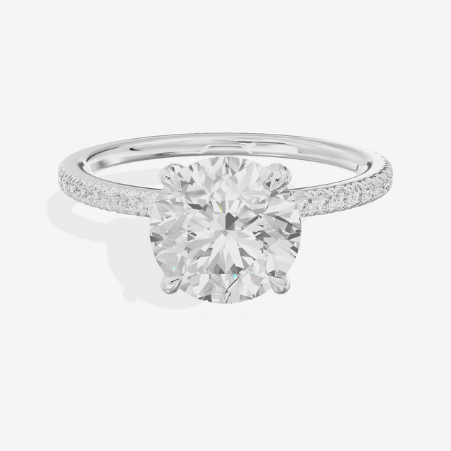 Lustrous Sincere Round Engagement Ring with Side Stones (1/3 ct. tw.) in 14K White Gold