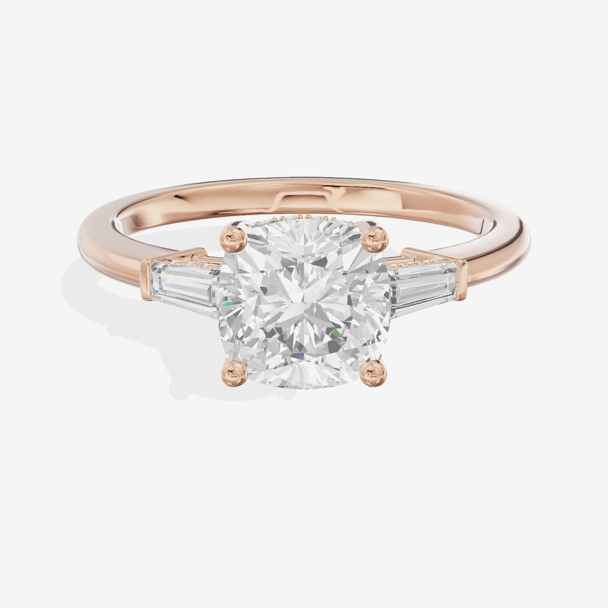 Liviana Three Stone Cushion Engagement Ring (1/4 ct. tw.) in 18K Rose Gold