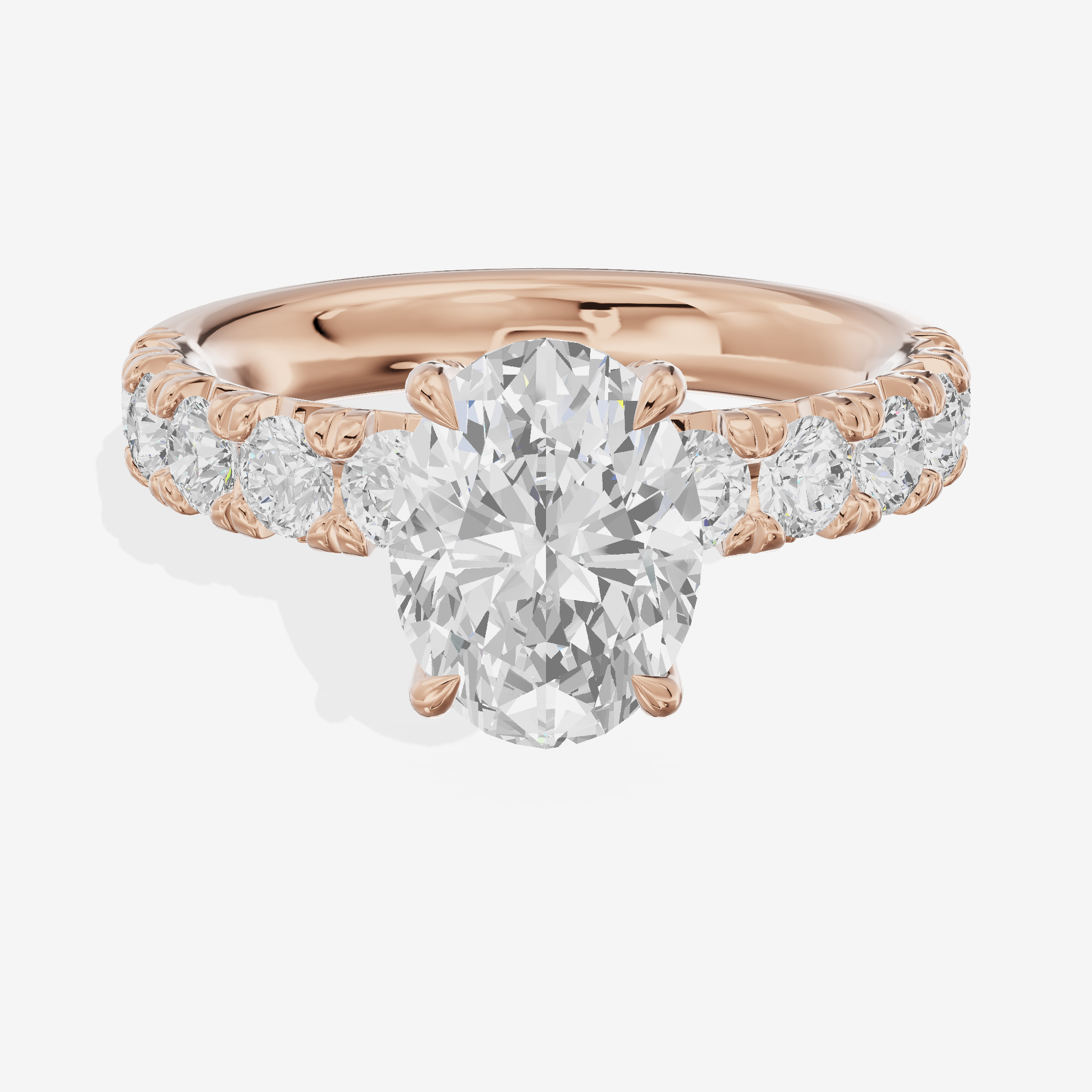 Lustrous Aurea Oval Engagement Ring with Side Stones (3/4 ct. tw.) in 14K Rose Gold