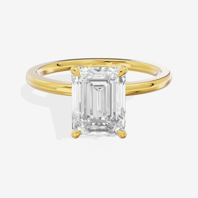 Whispered Vowsae Emerald Engagement Ring with Side Stones (1/15 ct. tw.) in 18K Yellow Gold