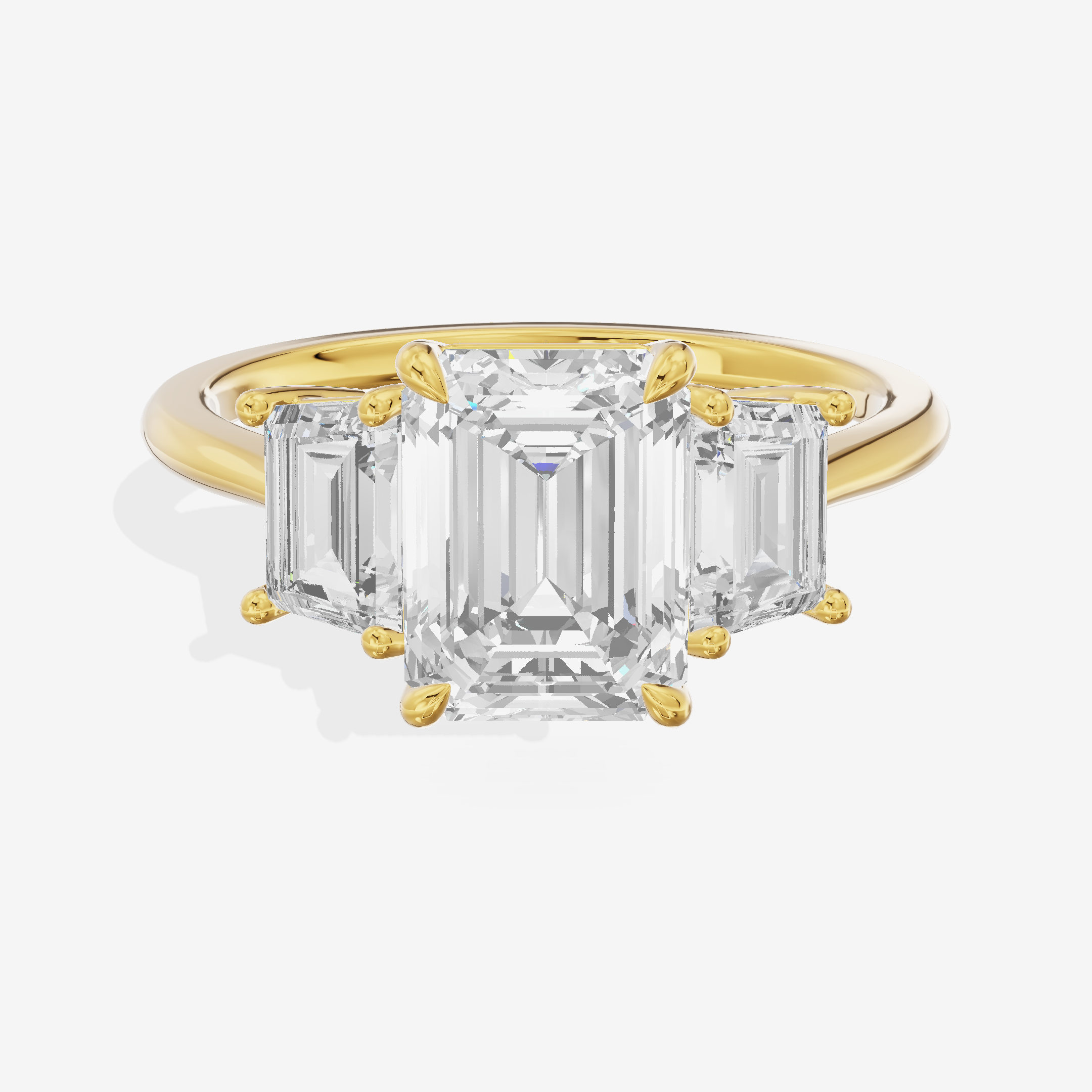 Luxe Promezza Three Stone Emerald Engagement Ring (3/5 ct. tw.) in 18K Yellow Gold