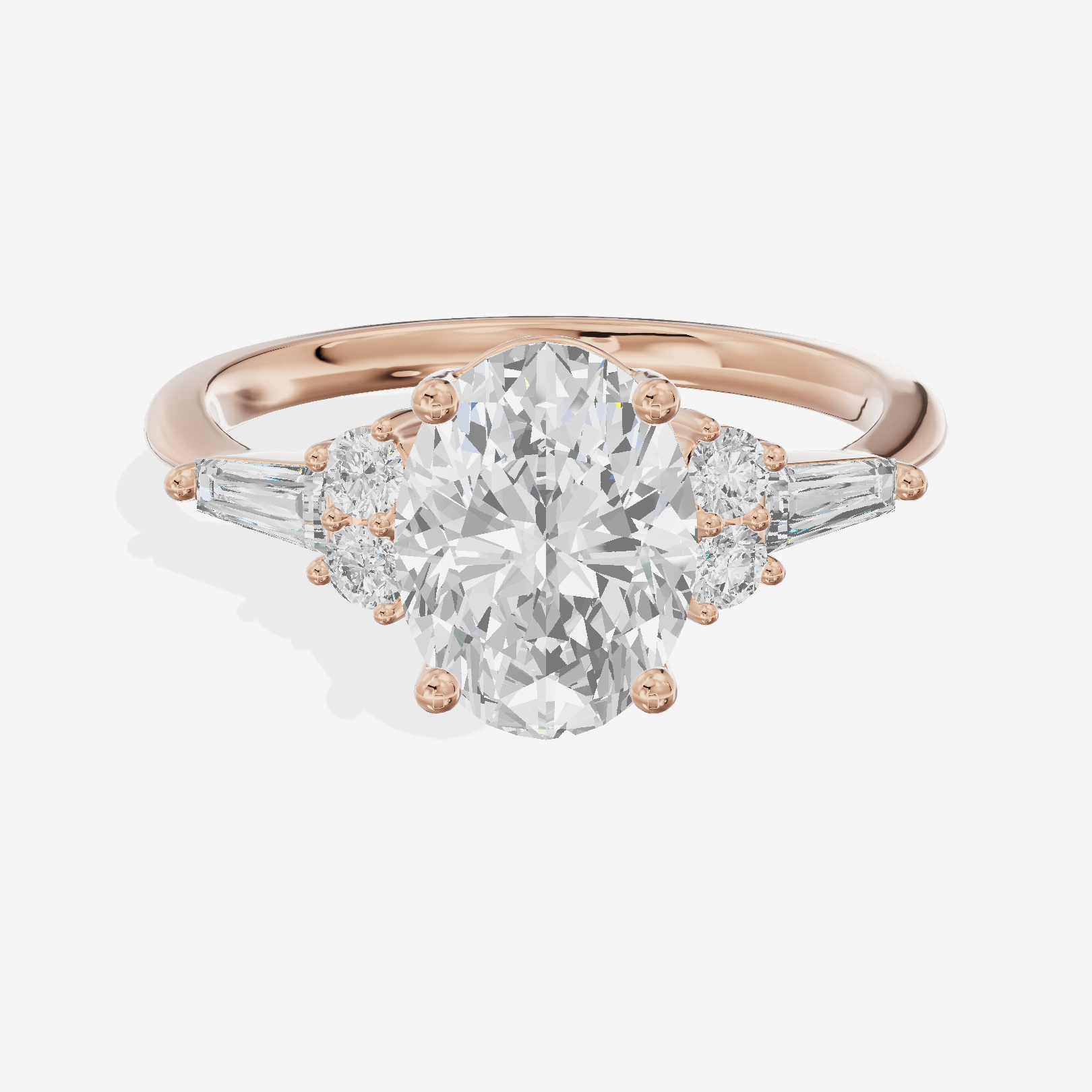 Modern Cherubine Oval Engagement Ring with Side Stones (1/4 ct. tw.) in 18K Rose Gold