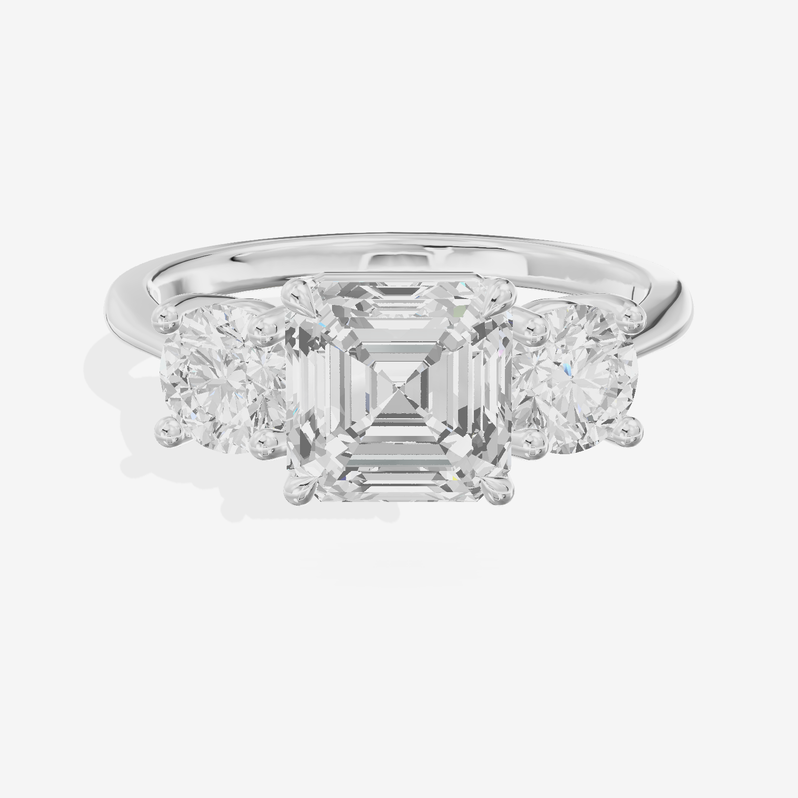 Luxe Trueheart Three Stone Asscher Engagement Ring (2/3 ct. tw.) in 18K White Gold