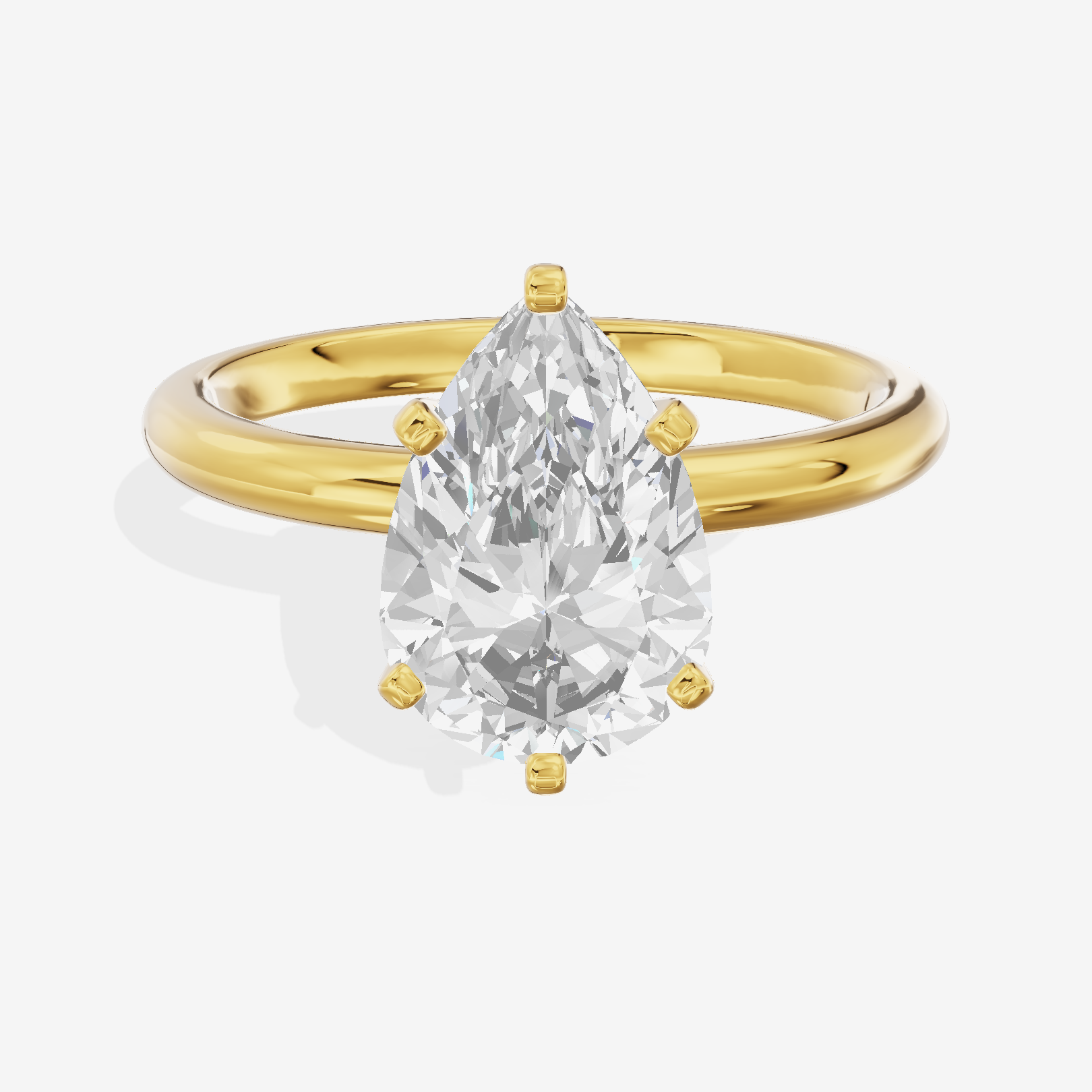 Classic Sincere 2mm Pear Six-Prong Engagement Ring in 14K Yellow Gold