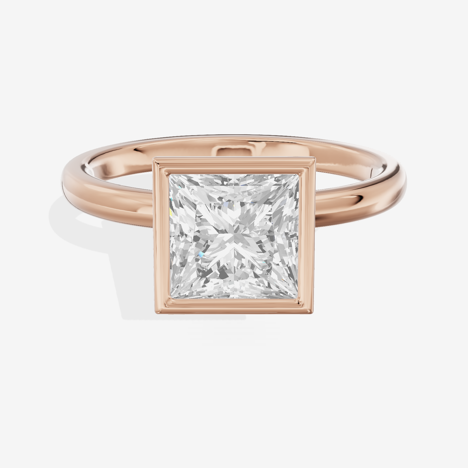 Trellise Bezel 2mm Princess Solitaire Engagement Ring in 18K Rose Gold