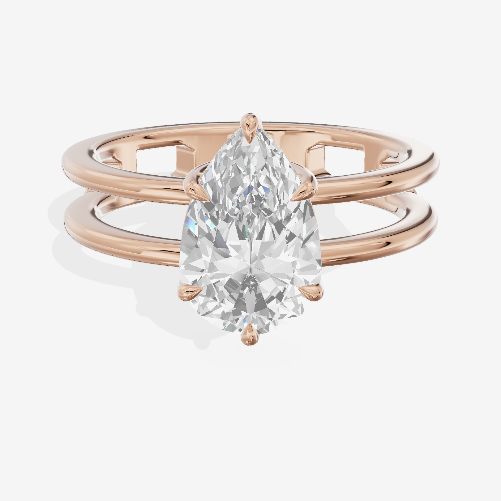 Sealed Promezza 4.3mm Pear Solitaire Engagement Ring in 18K Rose Gold