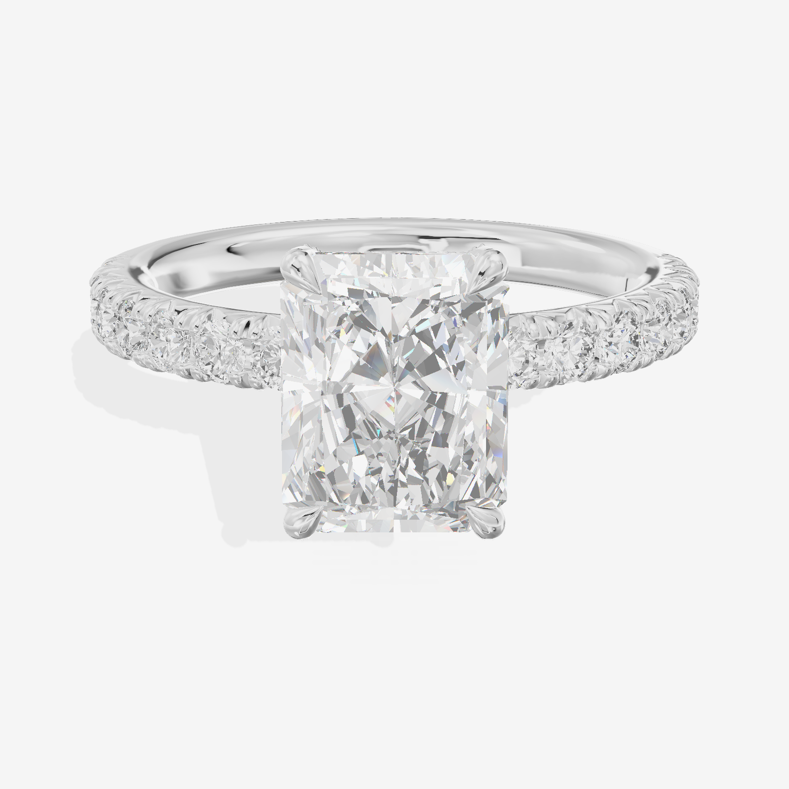 Twined Maia Radiant Engagement Ring with Side Stones (1/2 ct. tw.) in 18K White Gold