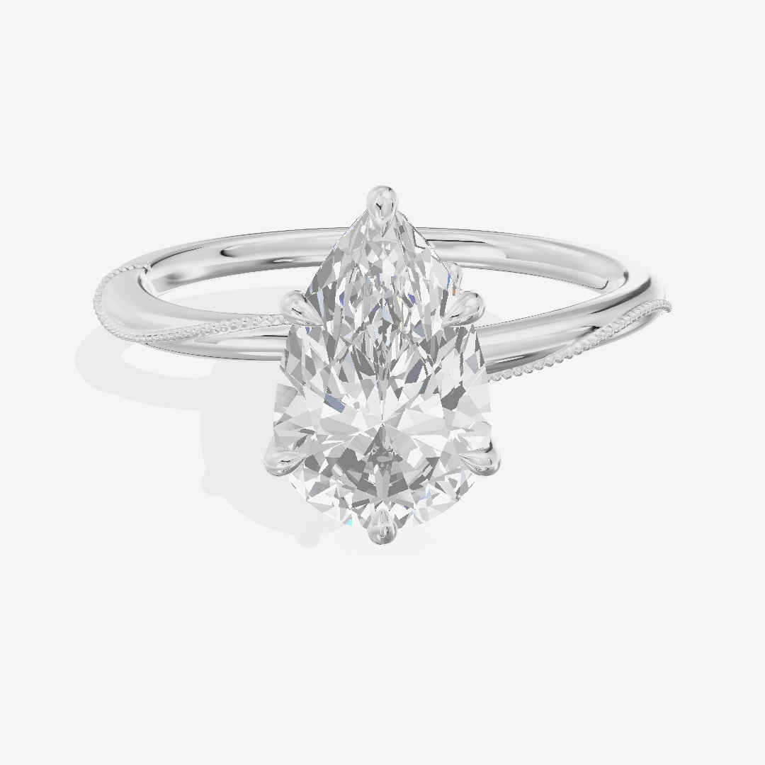 Vintage Coeurine Pear Engagement Ring (1/10 ct. tw.) in 18K White Gold