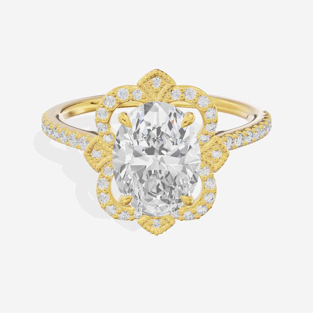 Selenia Halo Oval Engagement Ring (1/6 ct. tw.) in 18K Yellow Gold