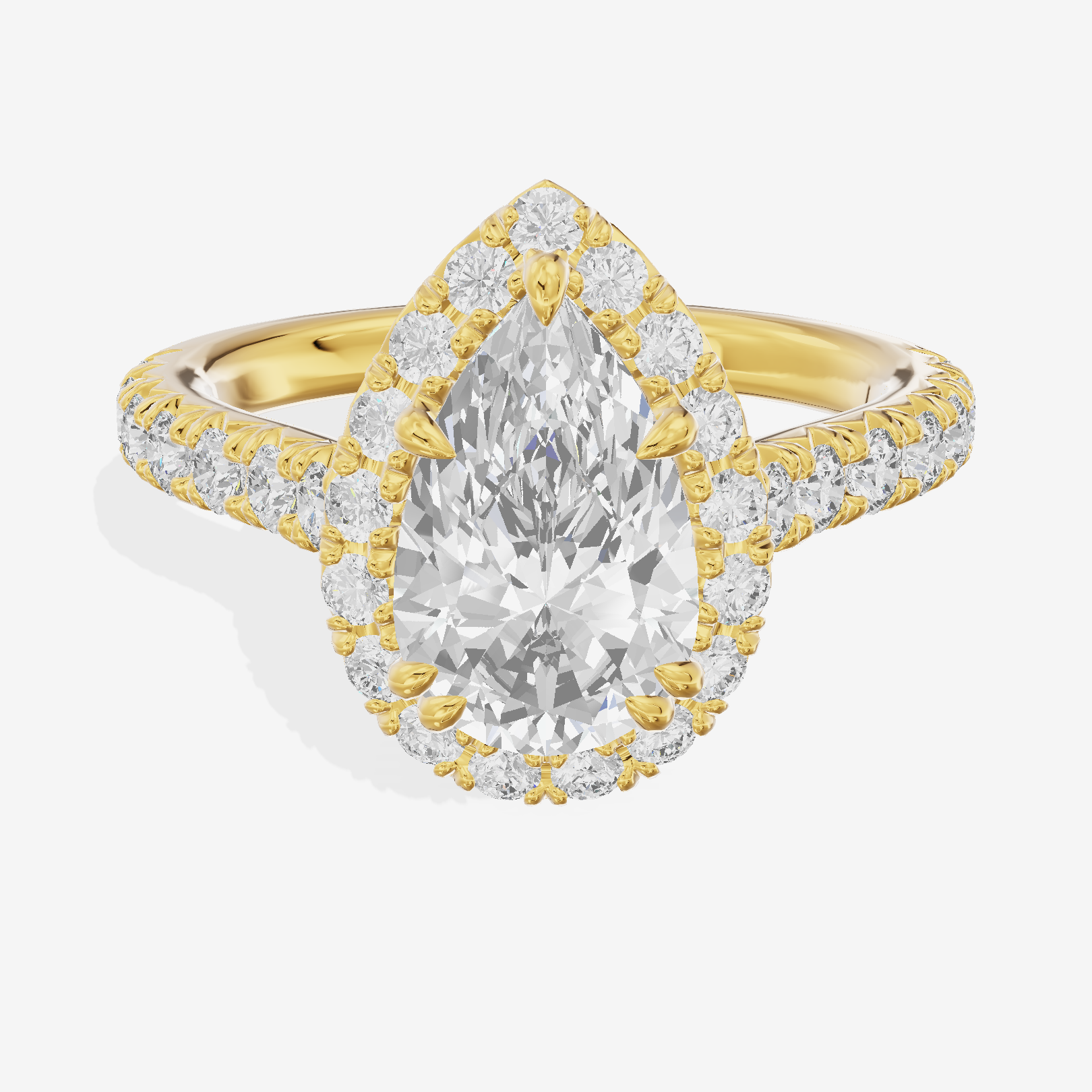 One of One Halo Pear Engagement Ring (3/4 ct. tw.) in 18K Yellow Gold
