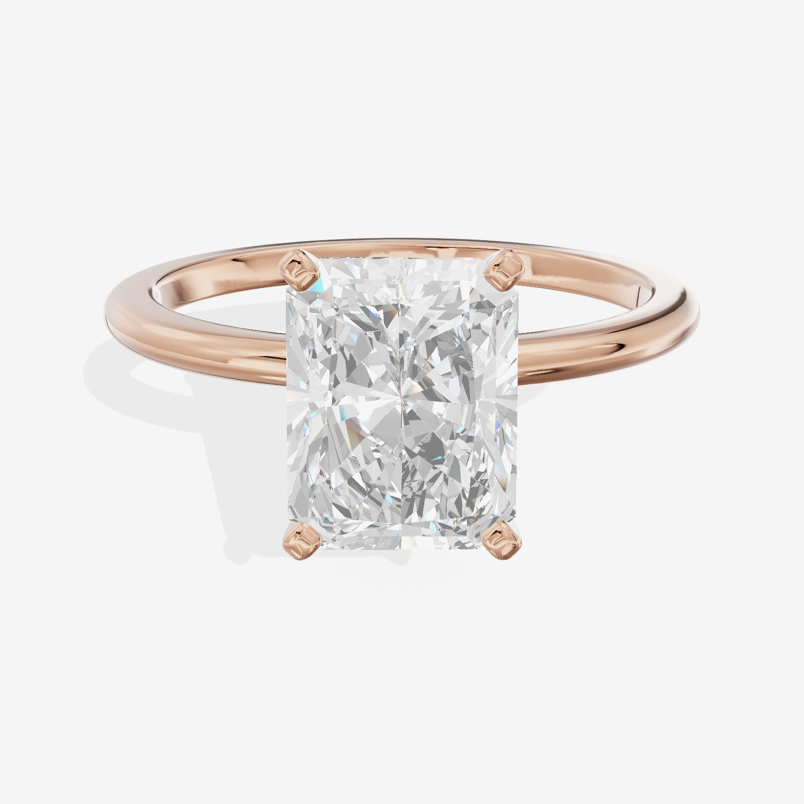 Coeurine 1.5mm Radiant Comfort Fit Engagement Ring in 14K Rose Gold