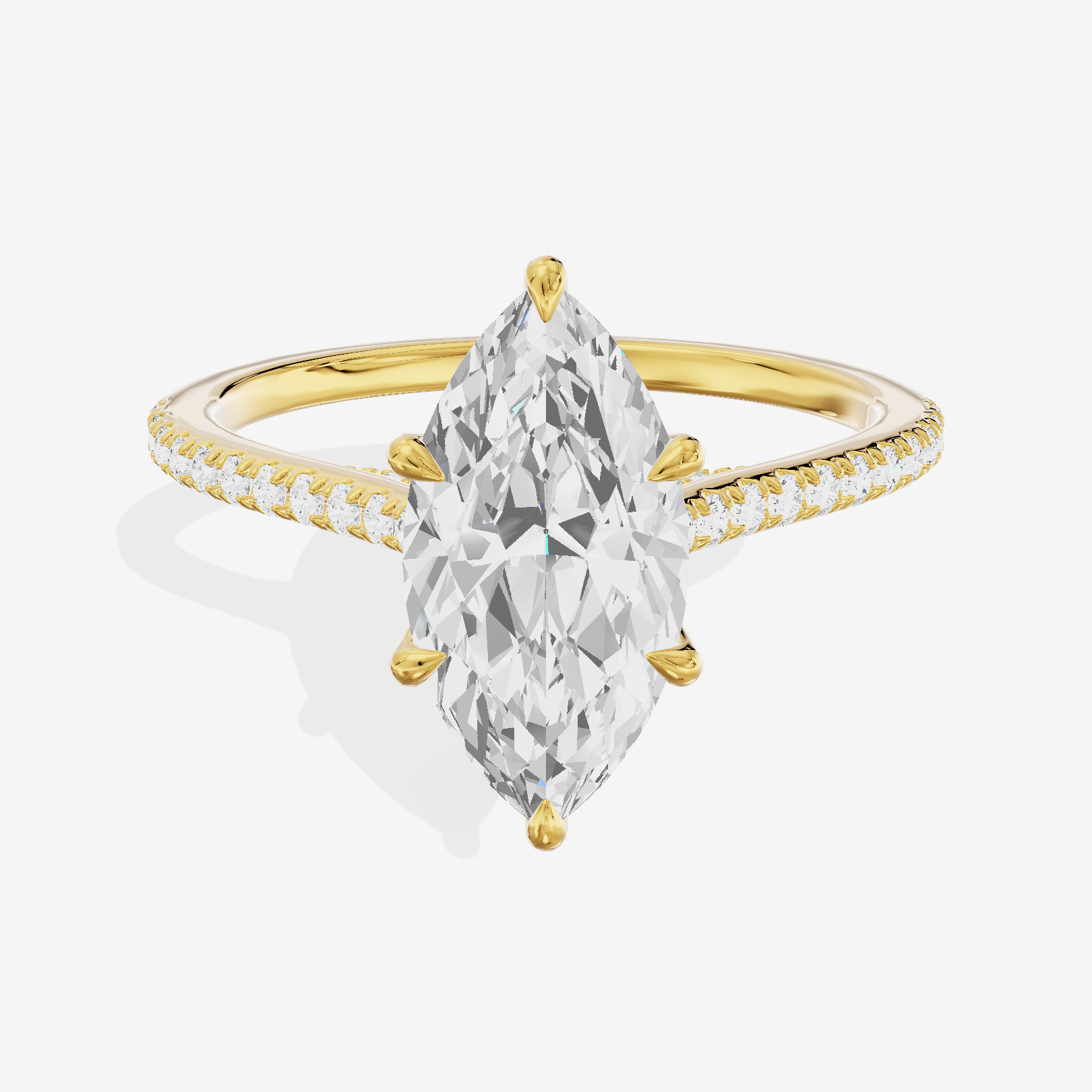 Grand Tender Marquise Engagement Ring with Side Stones (1/8 ct. tw.) in 14K Yellow Gold