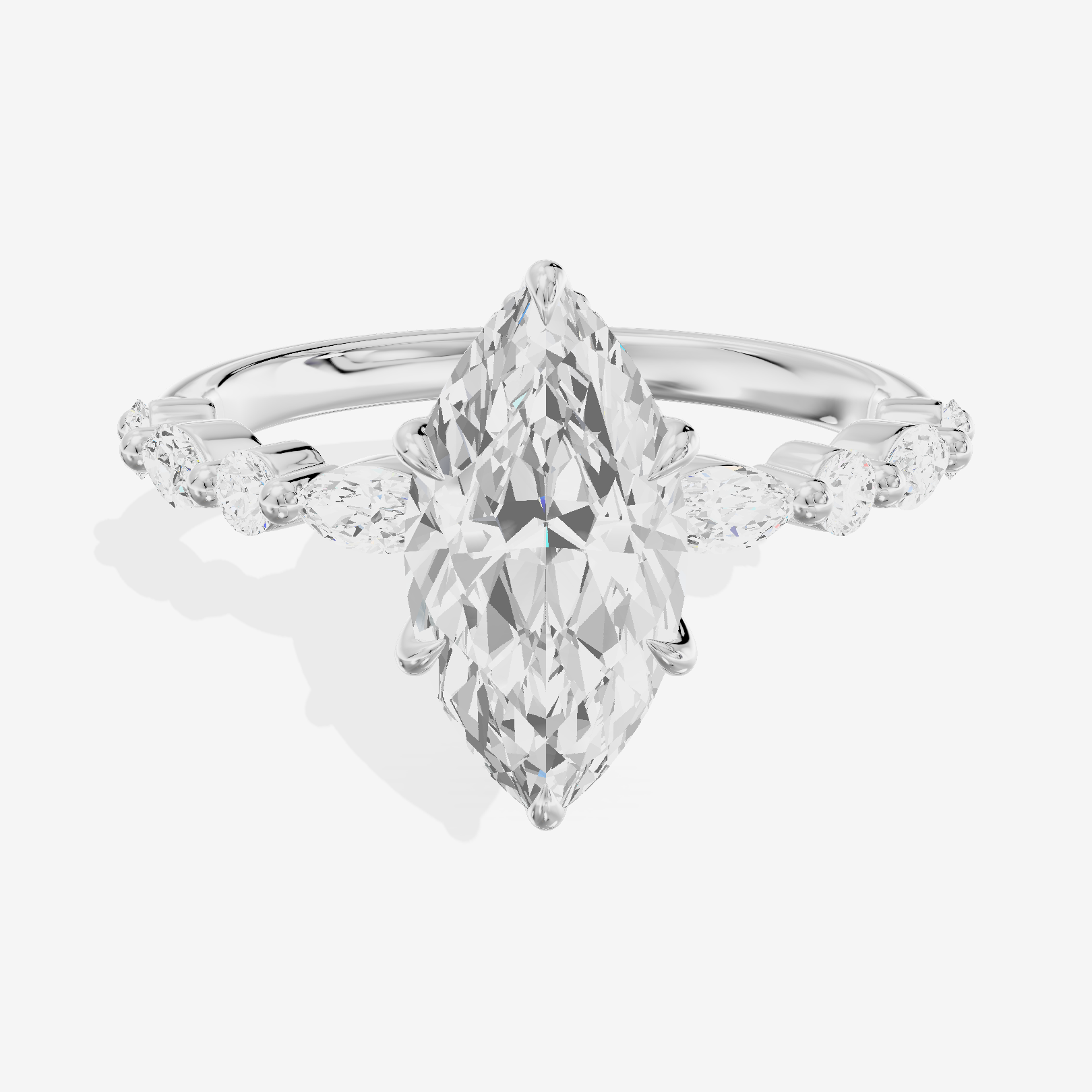 Twine Hidden Halo Marquise Engagement Ring (1/20 ct. tw.) in 18K White Gold
