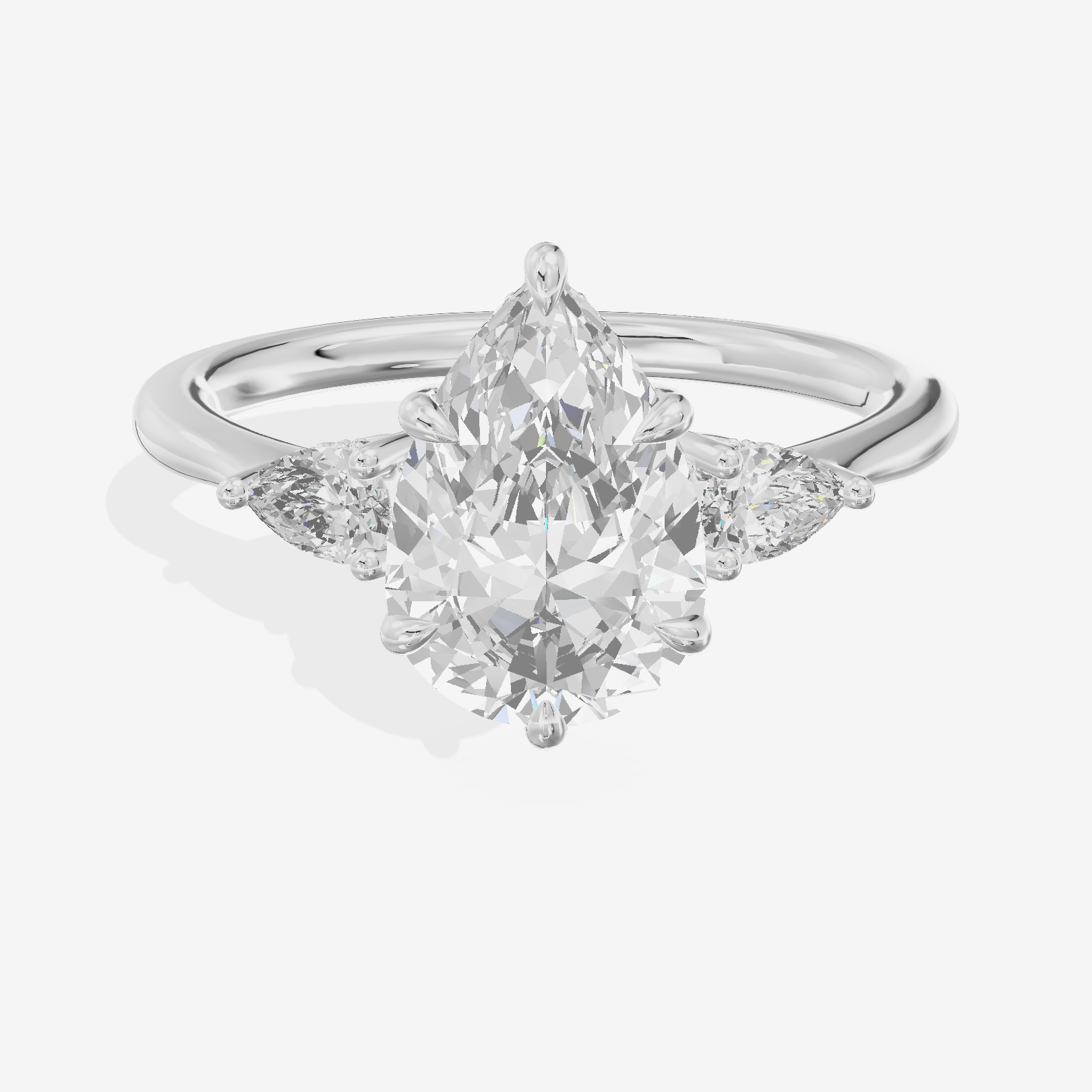 Petite Vowsae Three Stone Pear Engagement Ring (1/4 ct. tw.) in Platinum