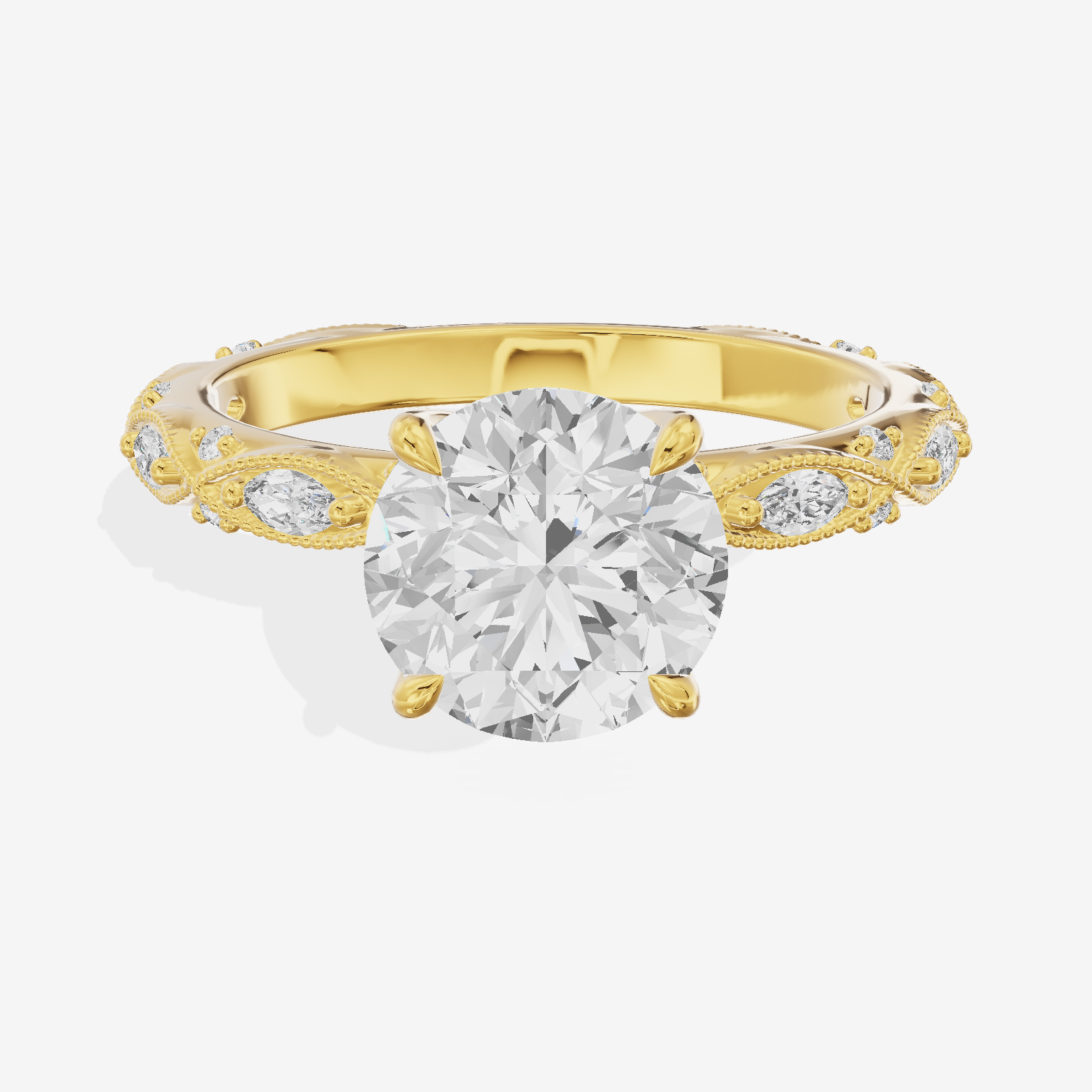 Vintage Whisper Round Engagement Ring (1/4 ct. tw.) in 18K Yellow Gold