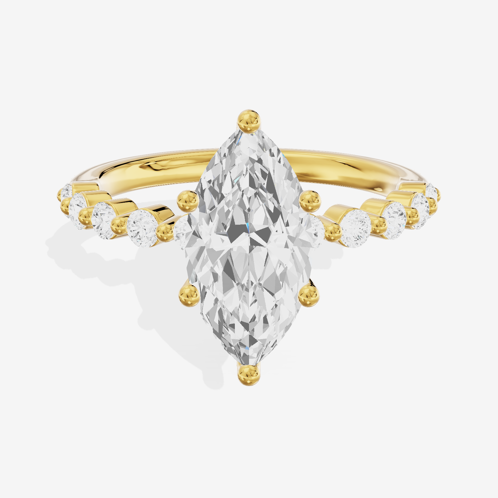 Lustrous Aimora 3mm Marquise Solitaire Engagement Ring in 14K Yellow Gold