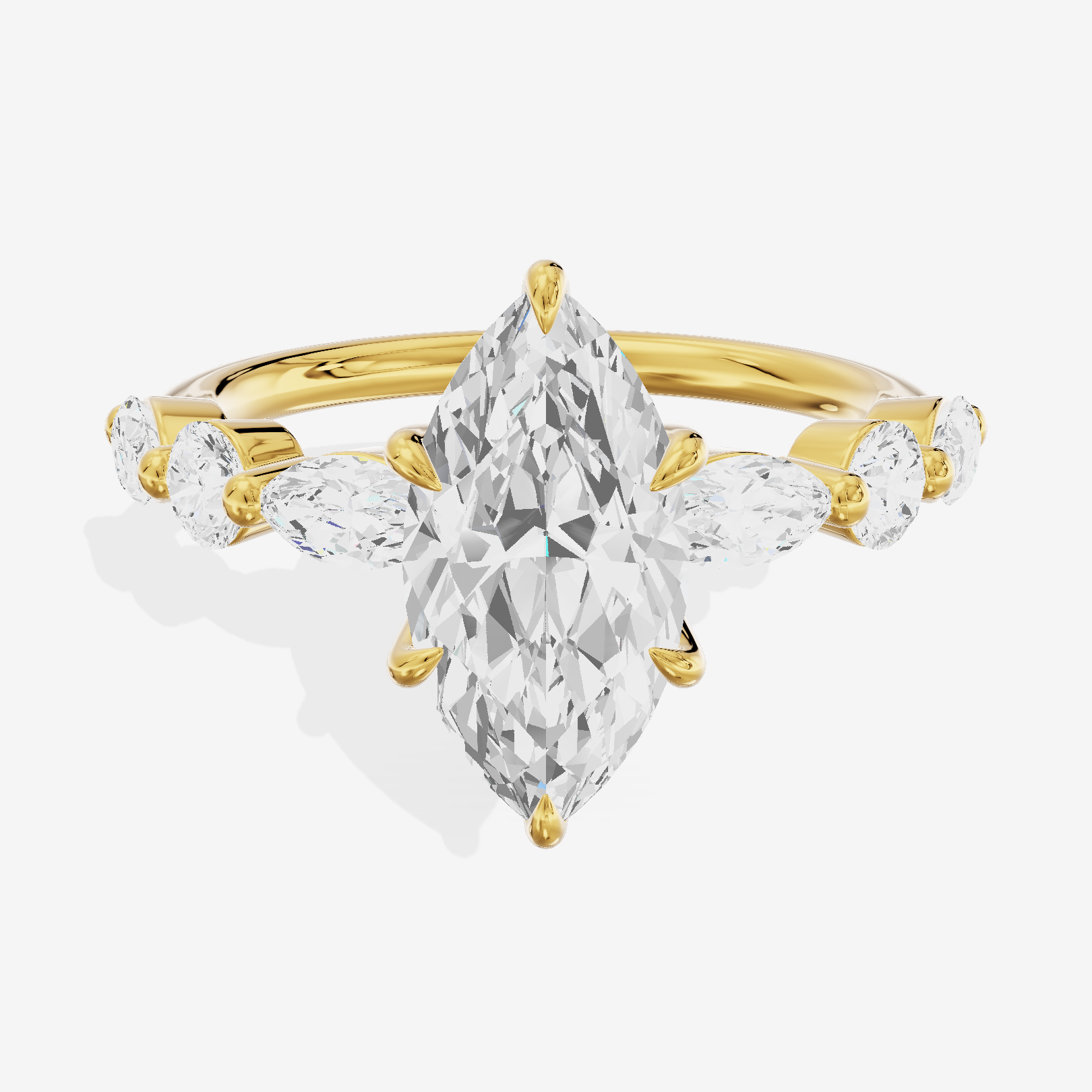 Grand Halcyon Marquise Engagement Ring with Side Stones (3/4 ct. tw.) in 14K Yellow Gold